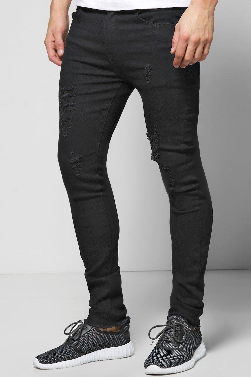 black ripped cuffed jeans