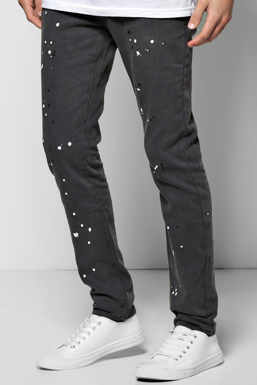 boohooman paint splatter jeans