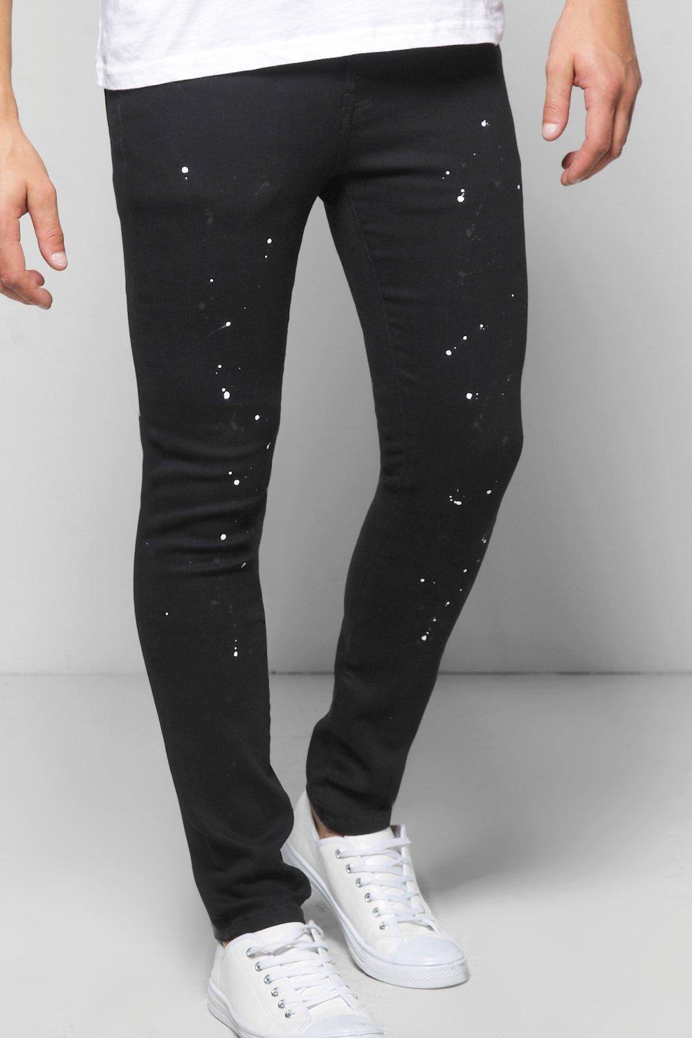 boohooman paint splatter jeans