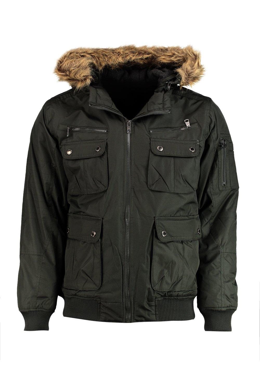 faux fur lined hooded parka