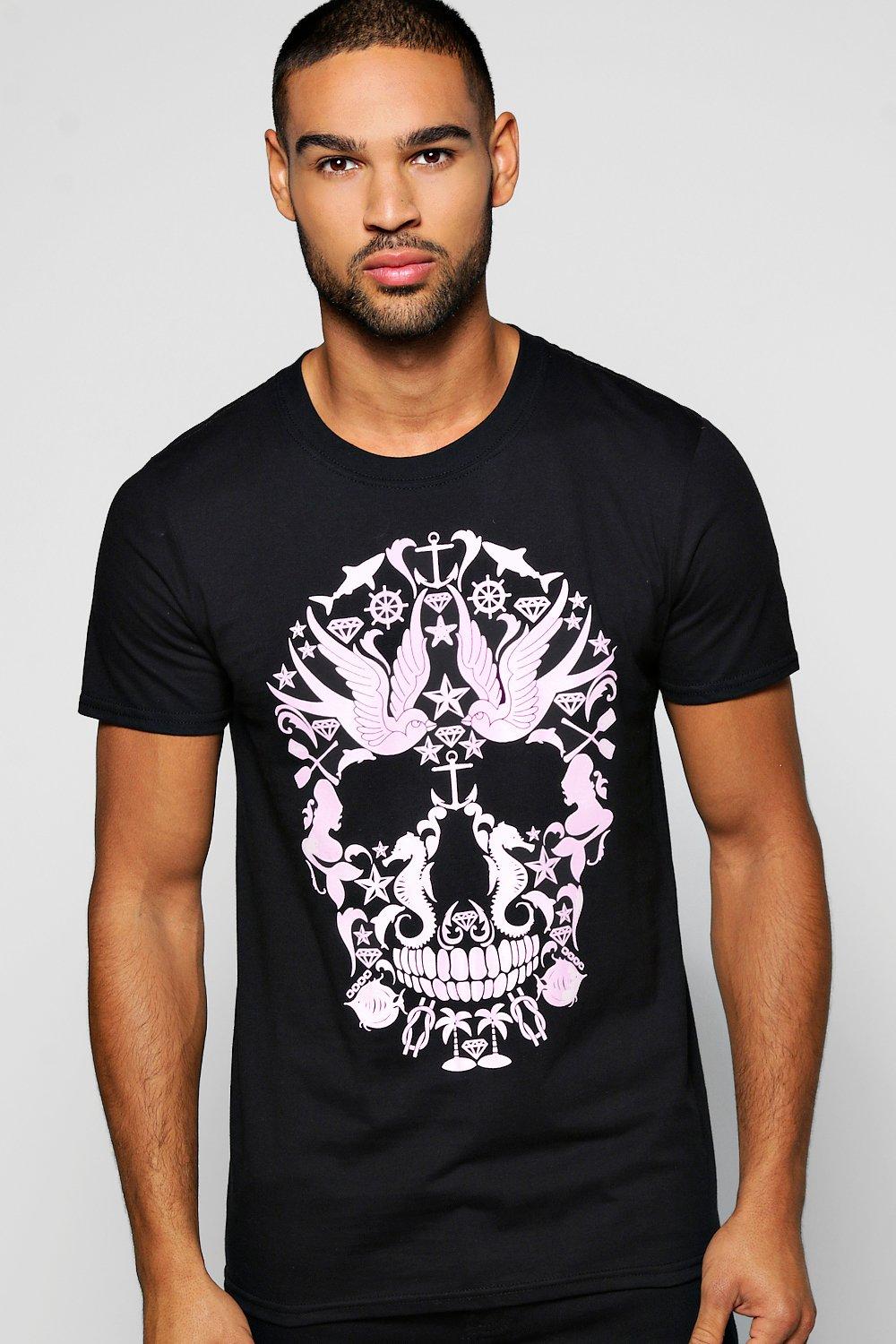 Boohoo Mens Skull Print T-Shirt | eBay