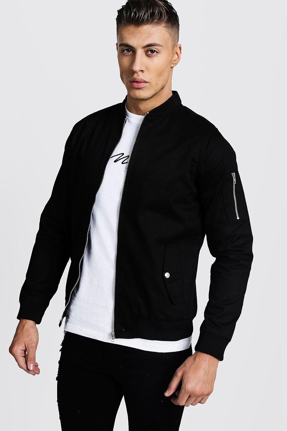 Cotton Ma1 Bomber Jacket In Black Boohoo