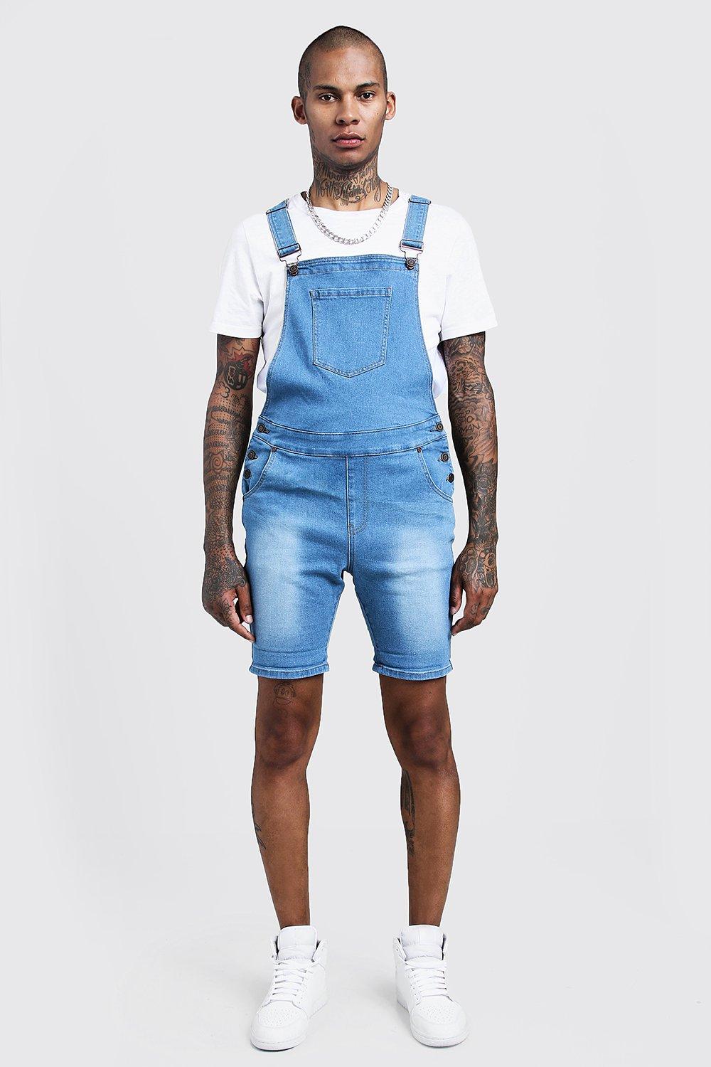 mens denim overalls shorts