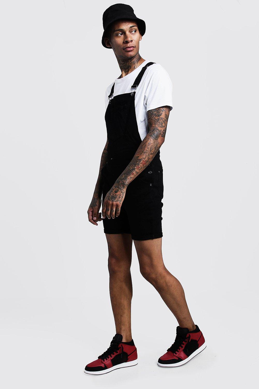 black overall shorts mens