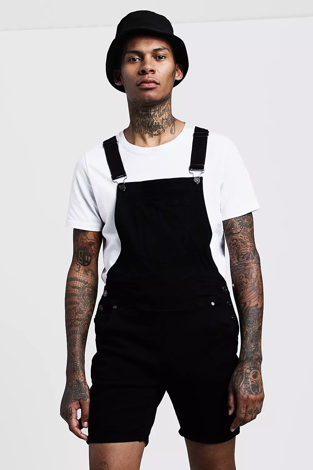 Mens slim fit black on sale overalls