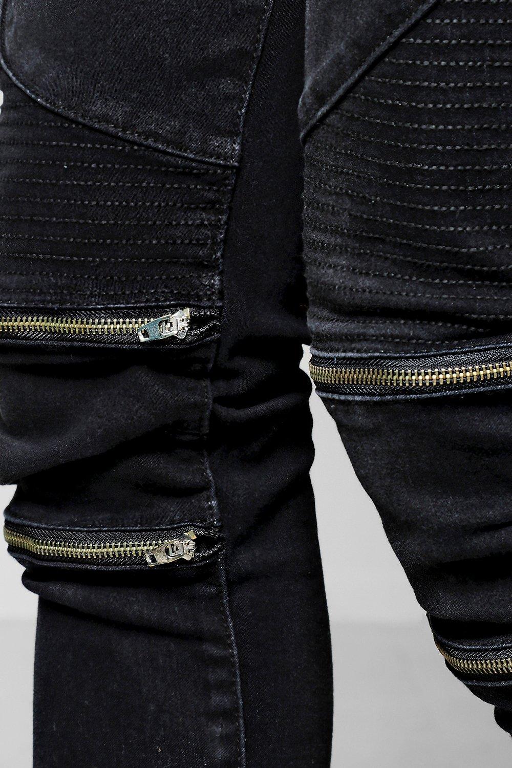 biker jeans with zips