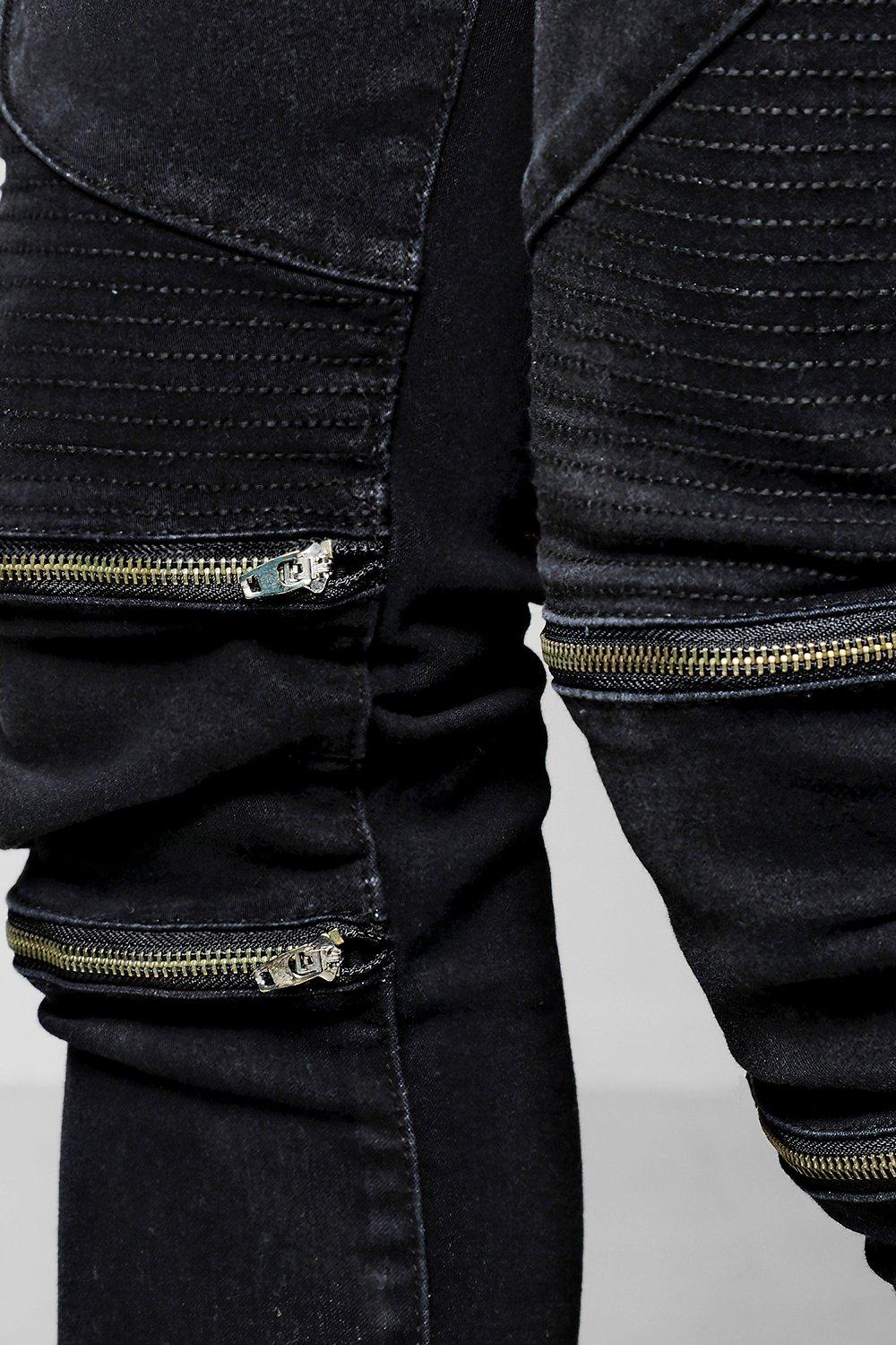 skinny biker jeans with zippers