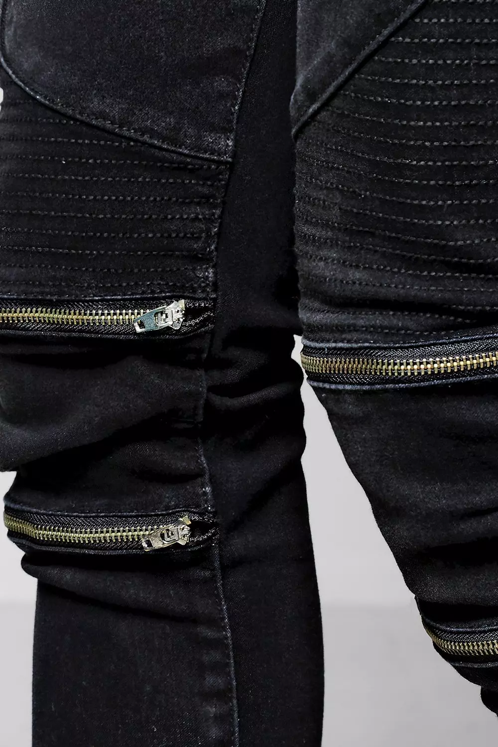 FLARED JEANS WITH ZIPS - Charcoal