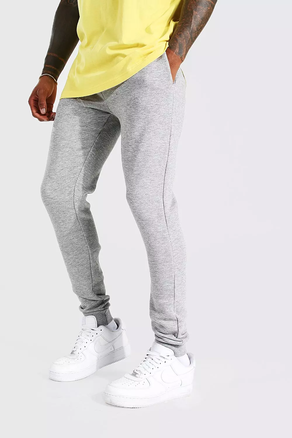 Mens grey discount super skinny joggers