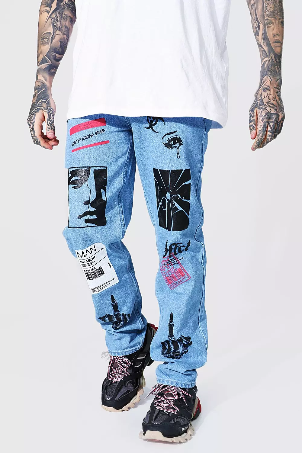 Relaxed Fit Graphic Printed Jean