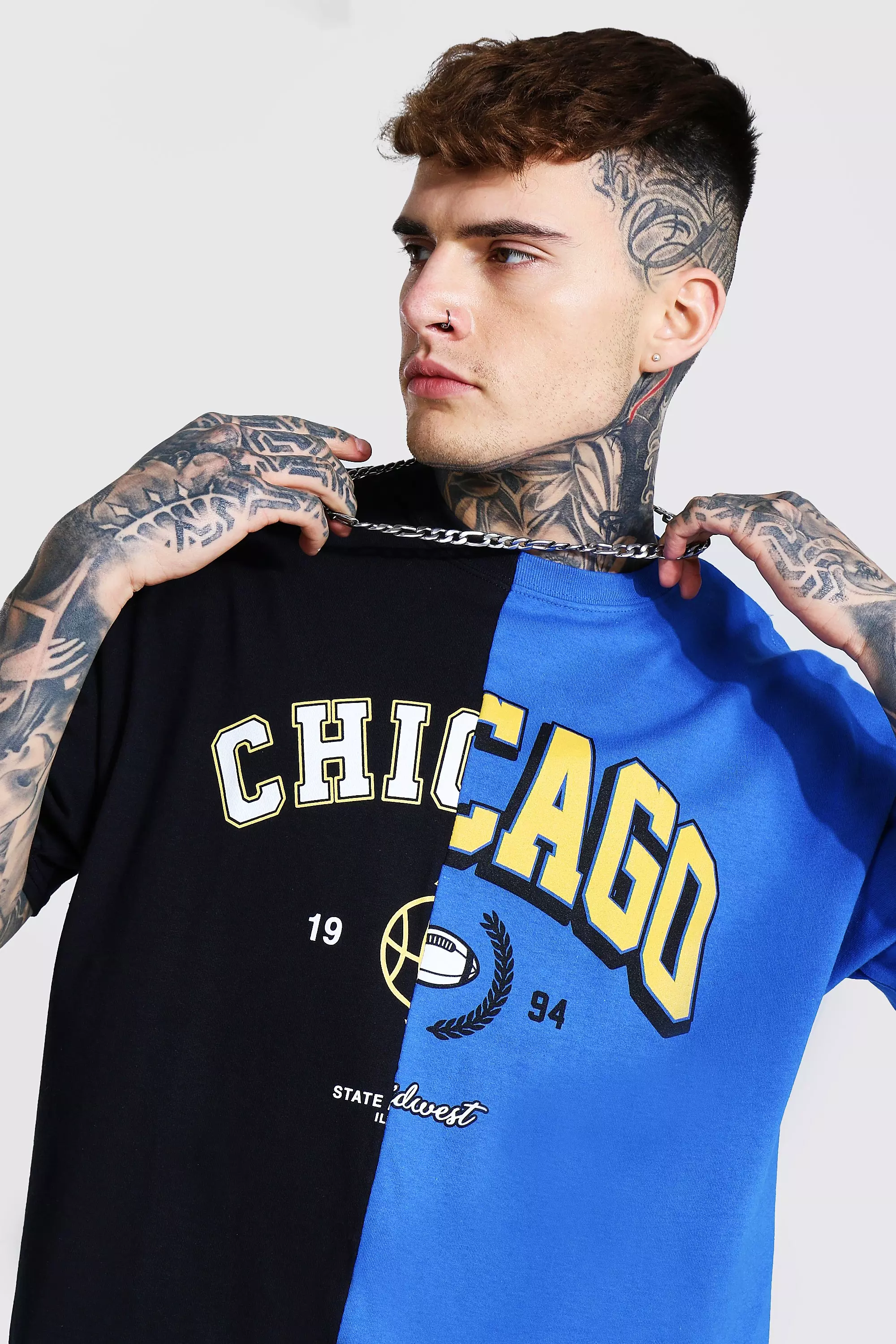 Oversized Chicago Print T-shirt | boohooMAN