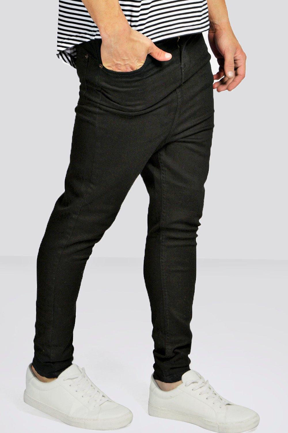 Boohoo Mens Drop Crotch Skinny Black Jeans | eBay