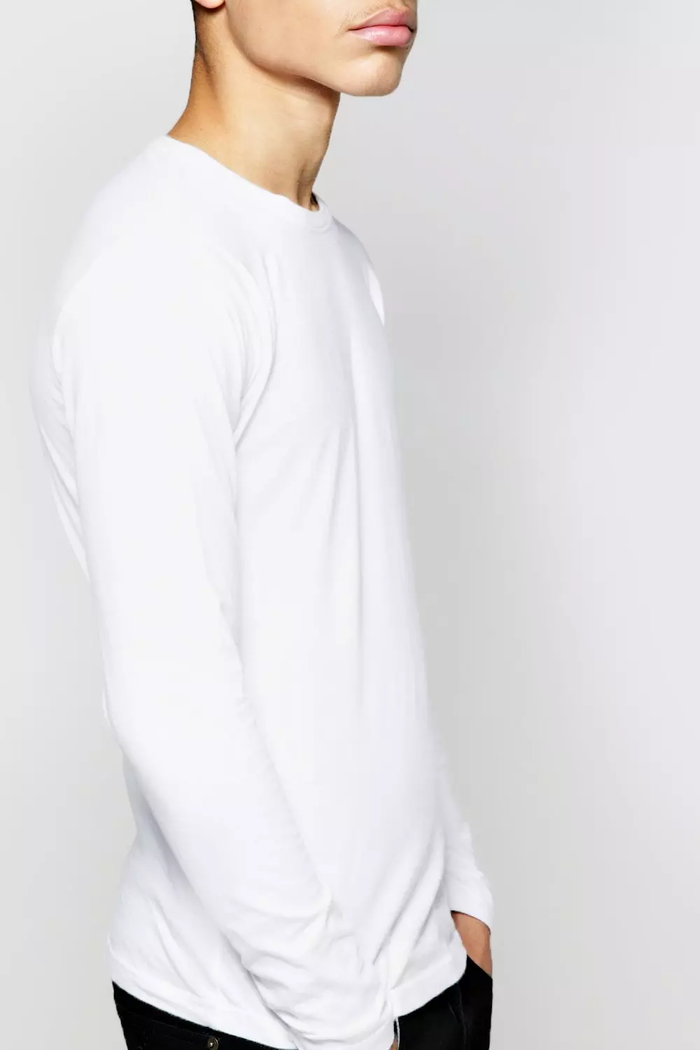 Long Sleeve Crew Neck Ribbed T Shirt | boohooMAN UK