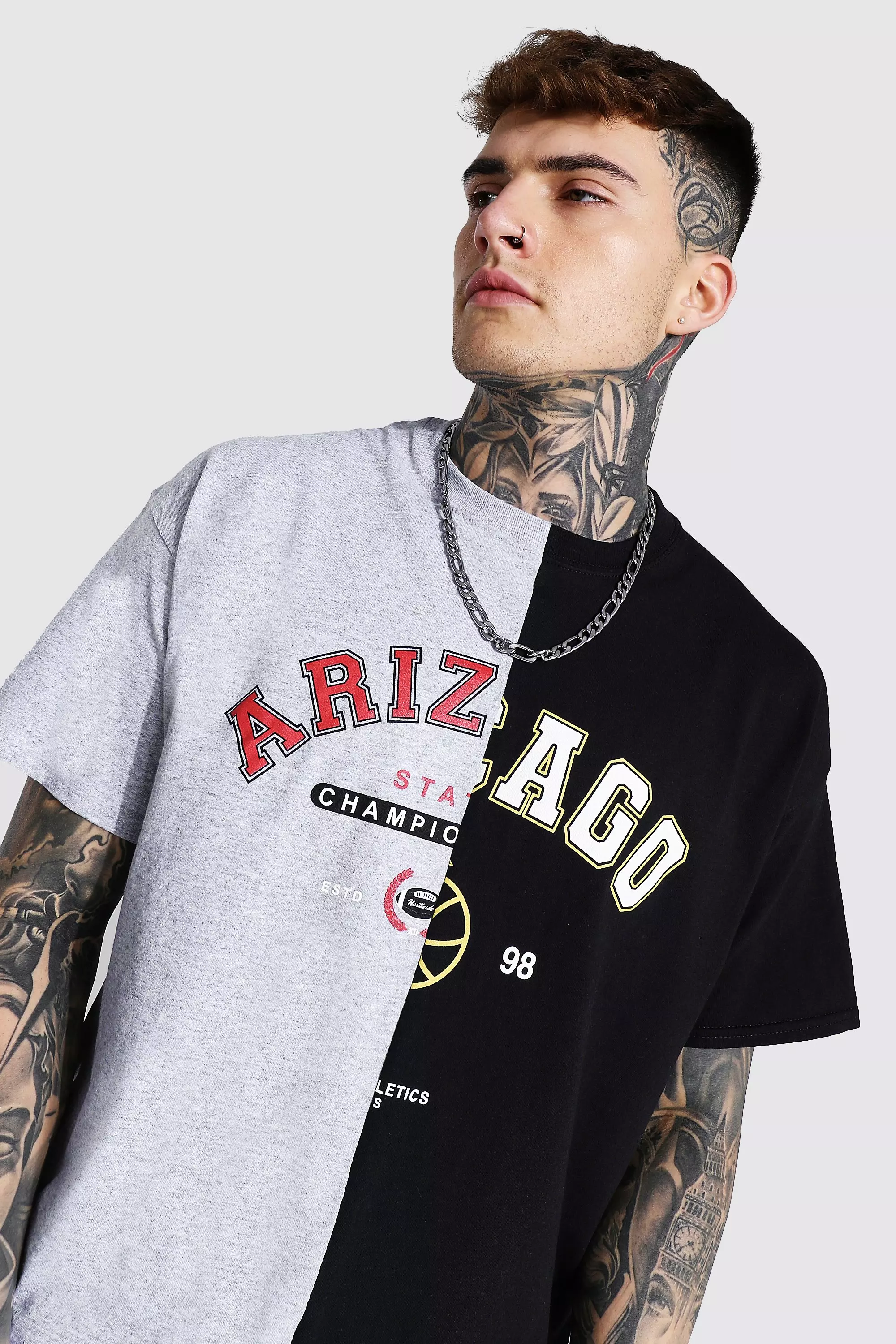 Oversized Chicago Spliced T-shirt