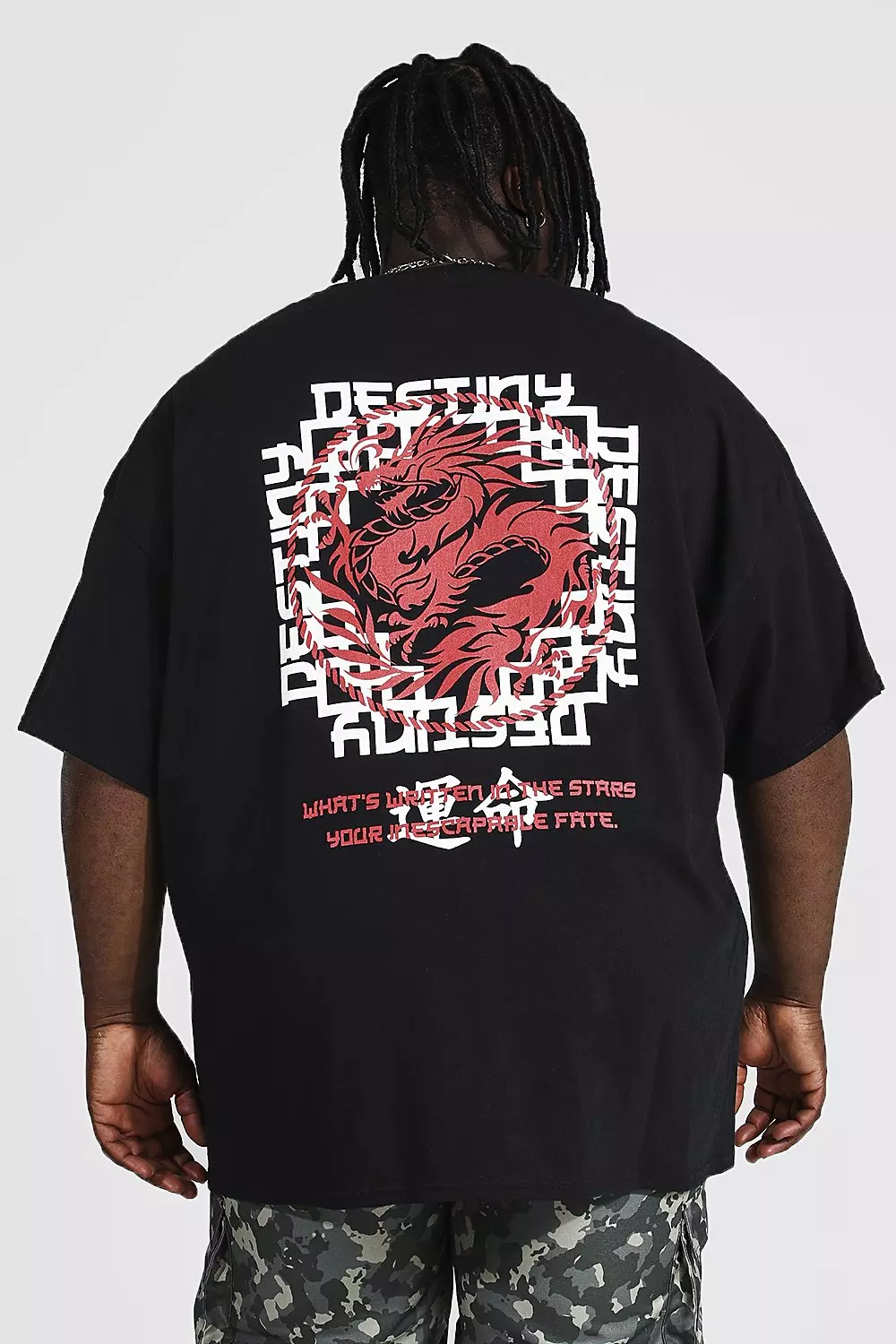 Download Plus Size Layered Dragon Back Print T Shirt Boohooman