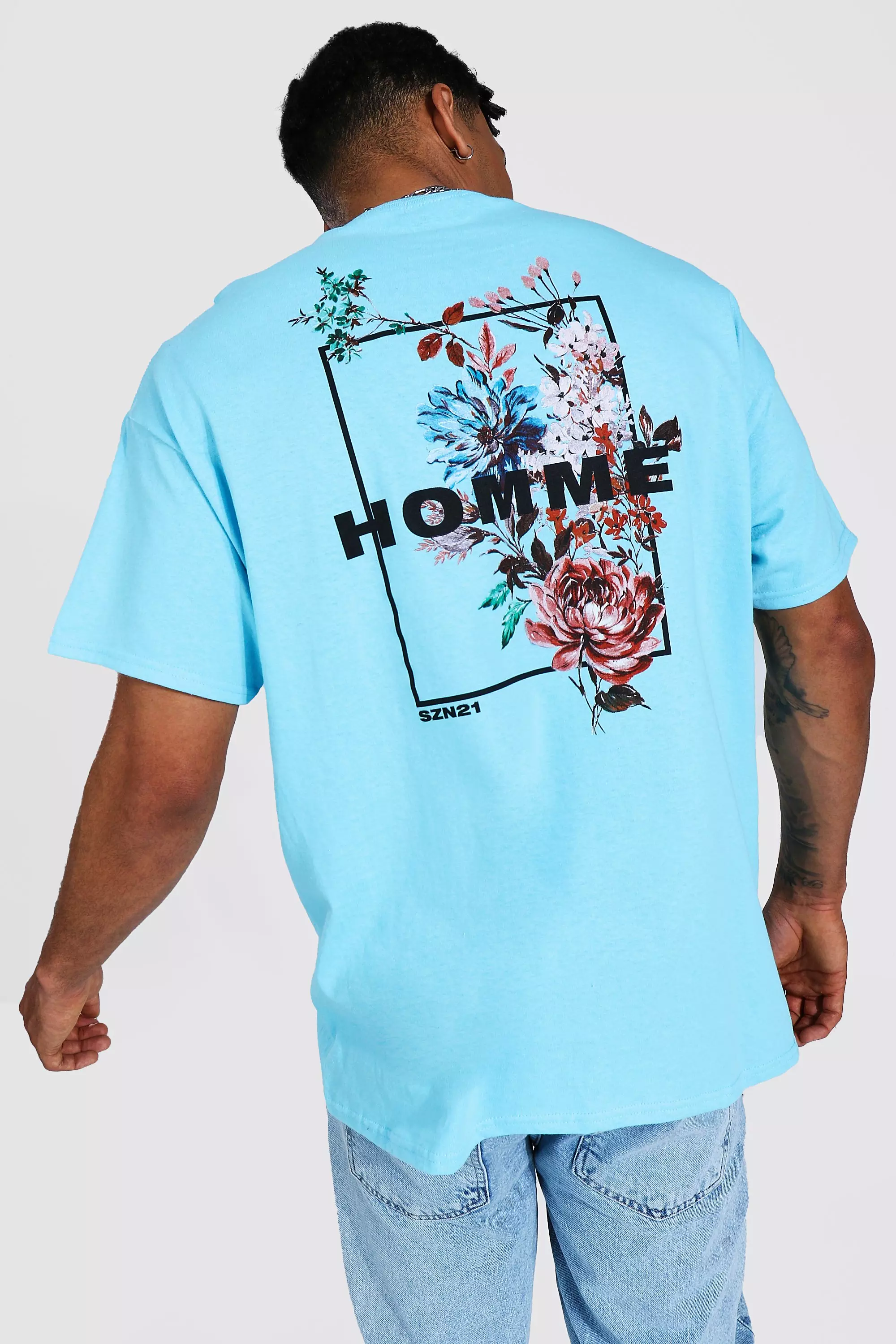 T shirt floral discount homme