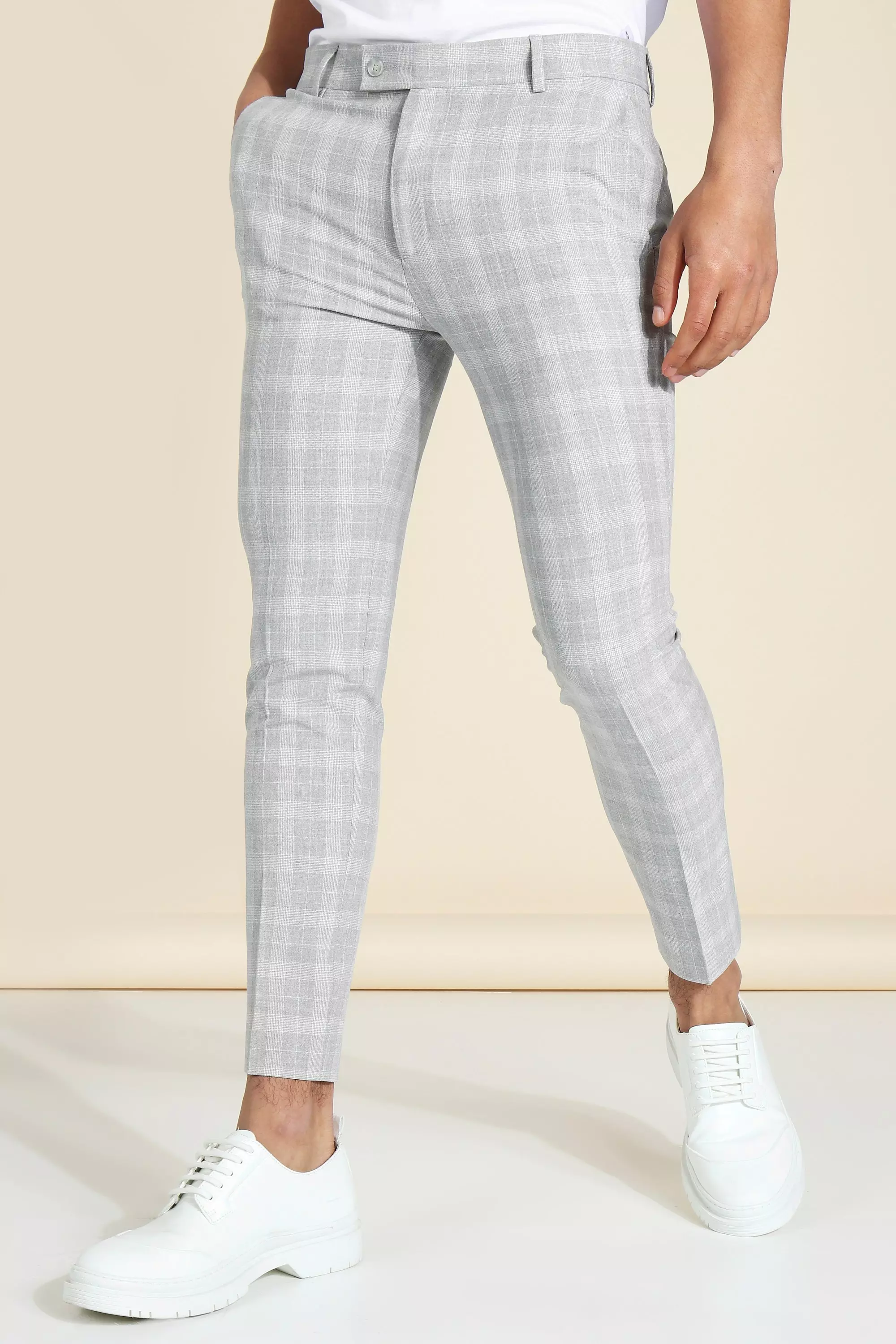 GentWith Empire Gray Slim Fit Plaid Pants