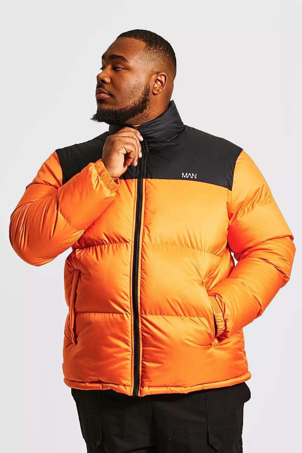 Grande taille Doudoune col montant effet color block MAN