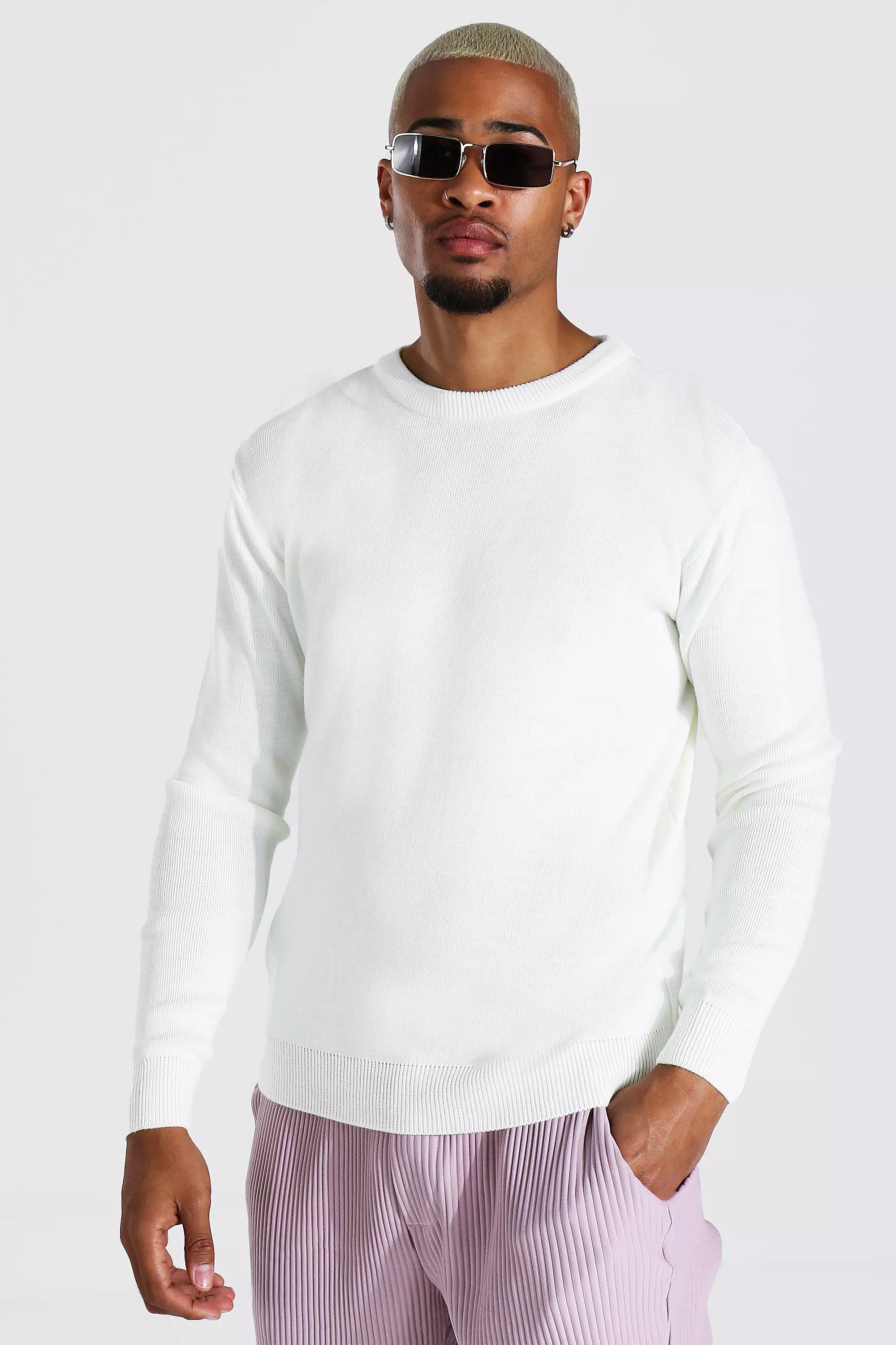 Boohooman white cheap jumper