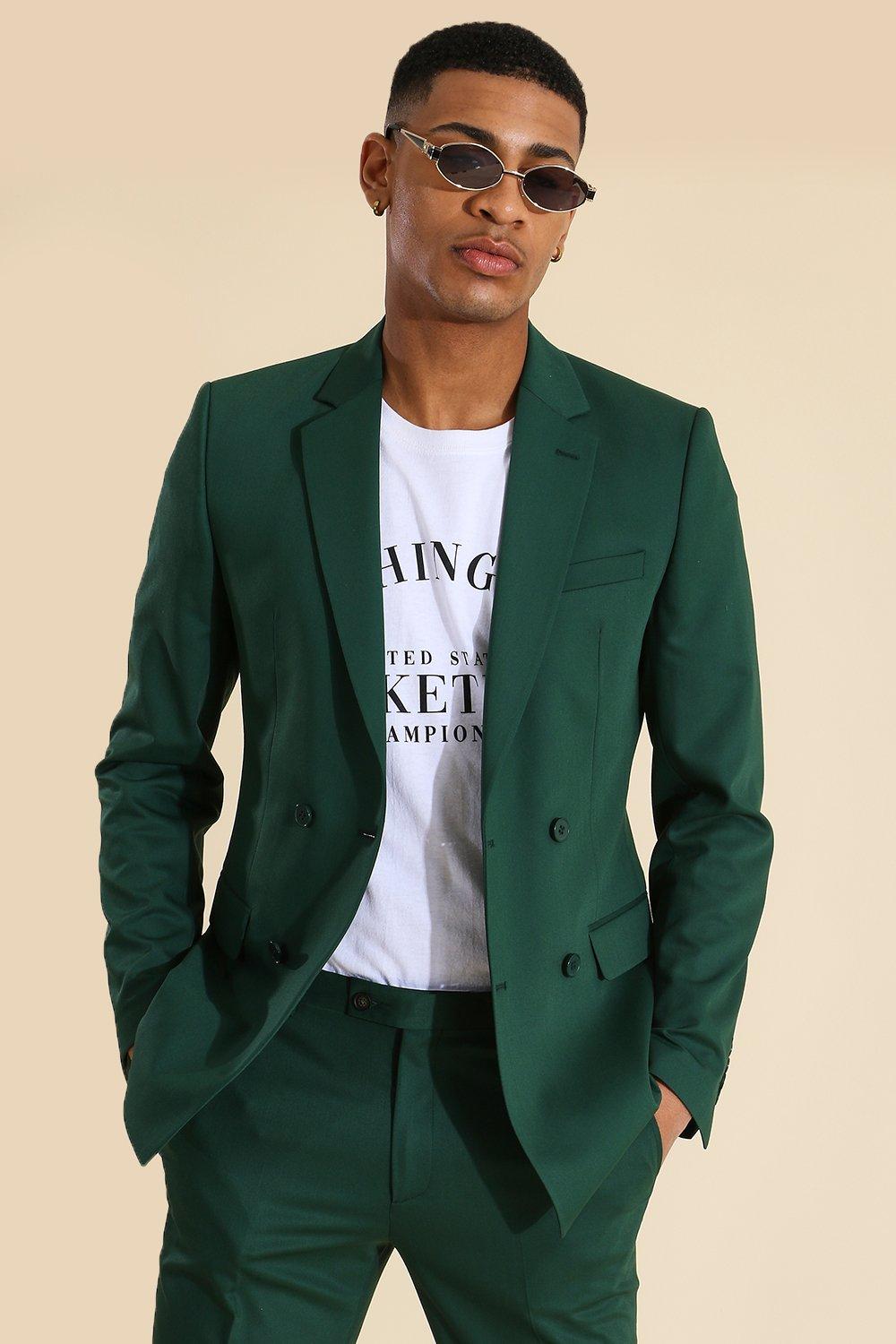 veste de costume croisée skinny homme - vert - 36, vert