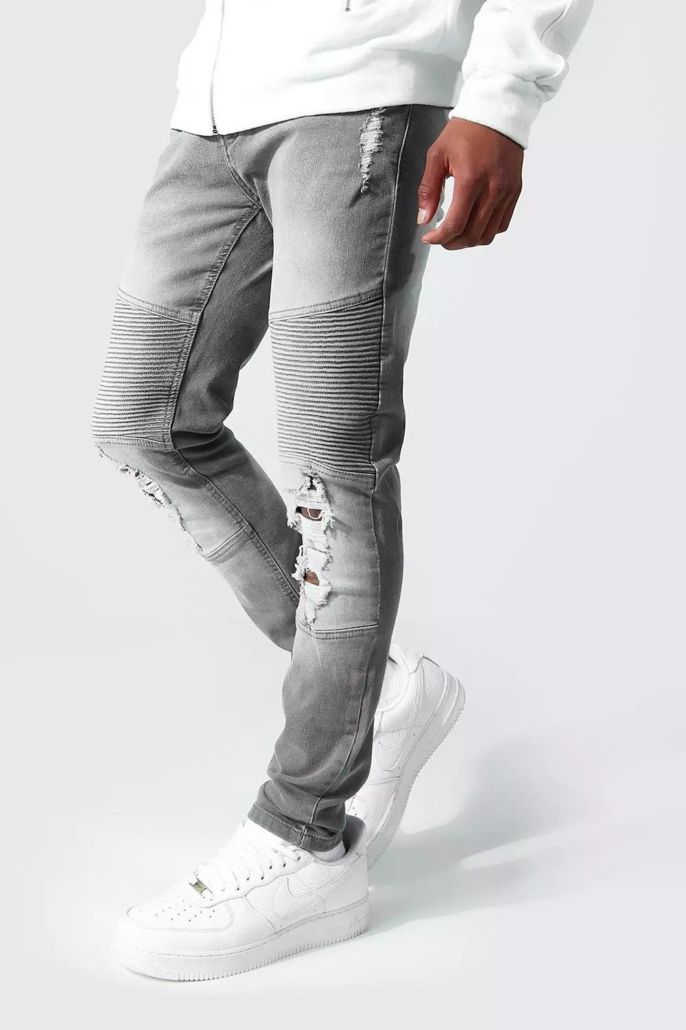 Prohibir Paleto Detener Skinny Stretch Zip Pocket Biker Jeans | boohooMAN USA
