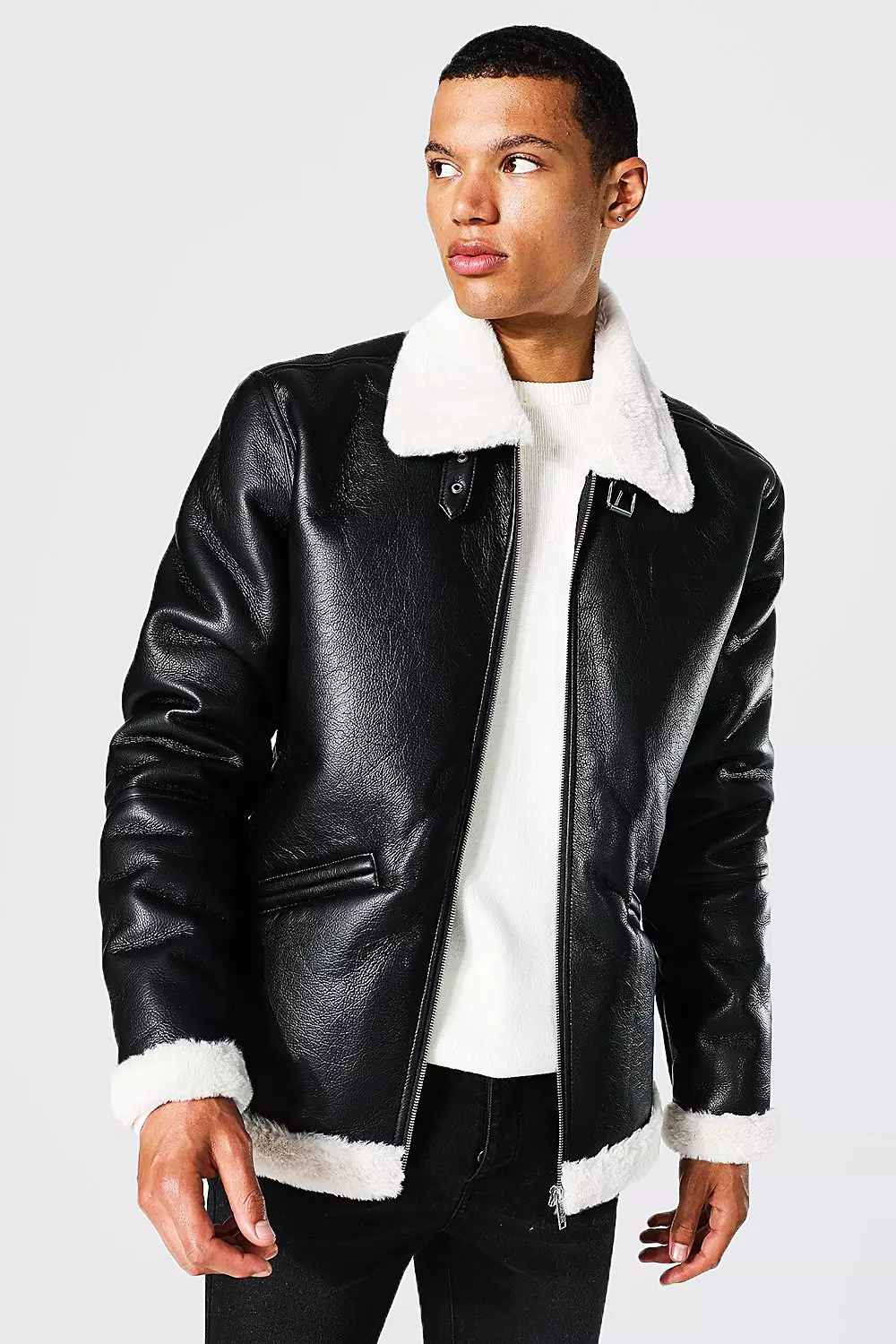 Boohooman on sale aviator jacket