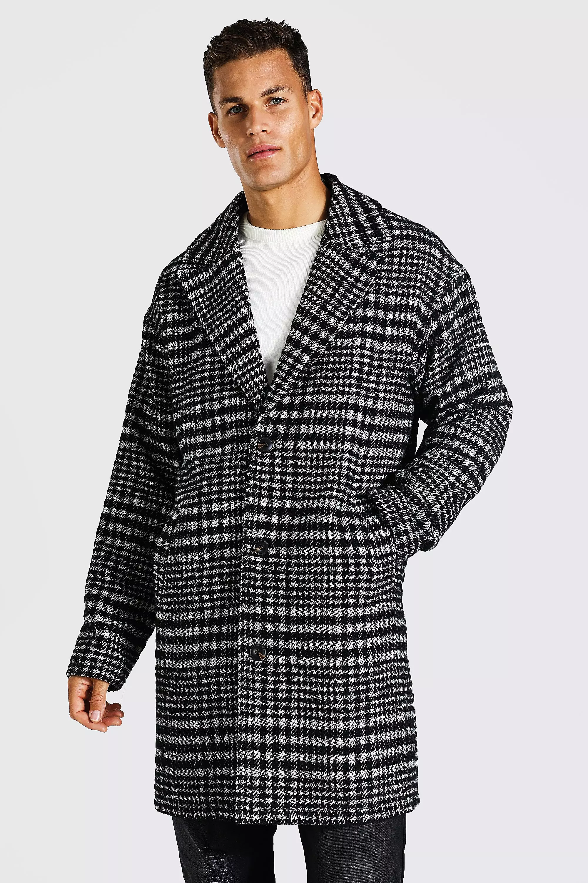 Prince of wales check coat clearance mens