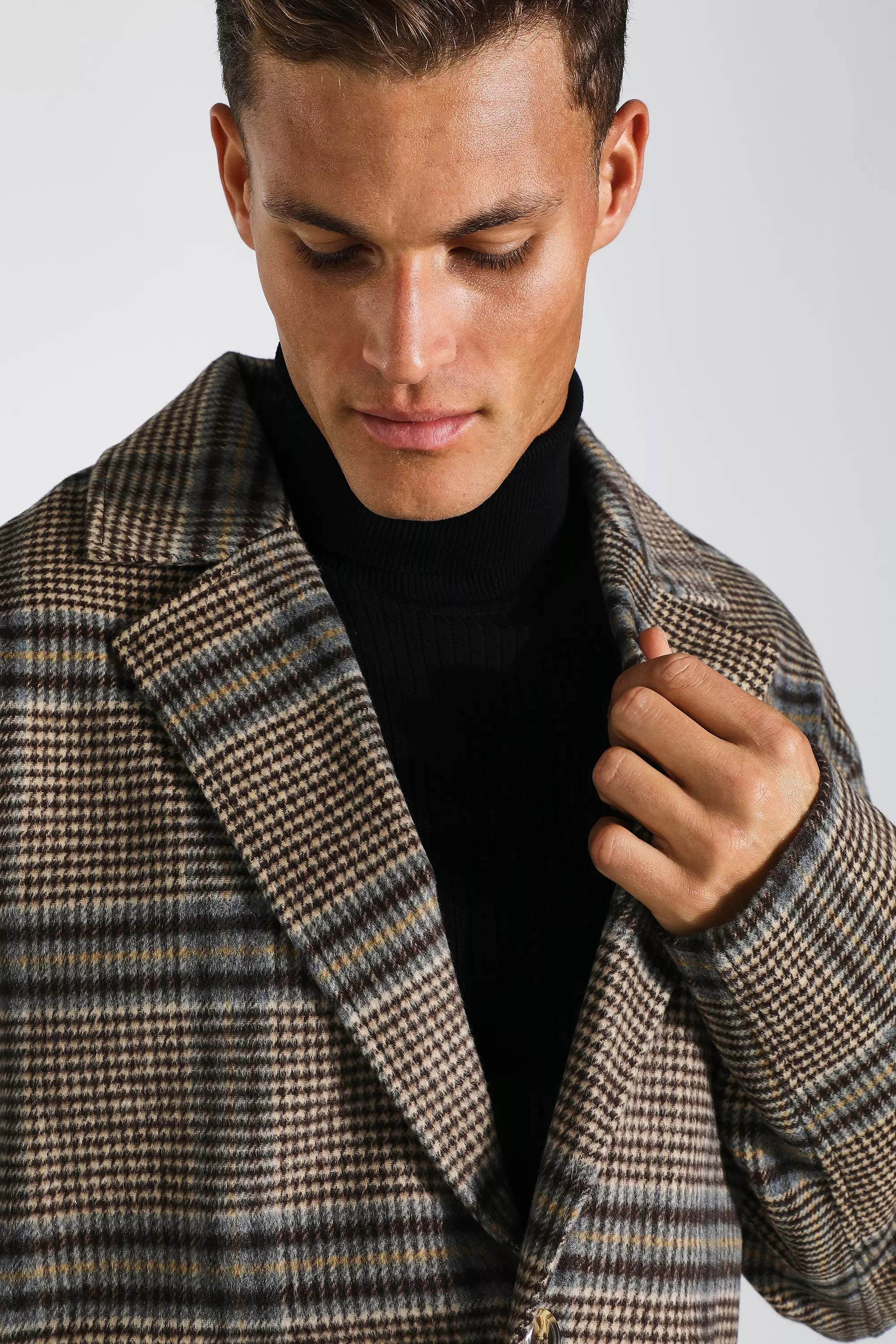 Grid hot sale check coat