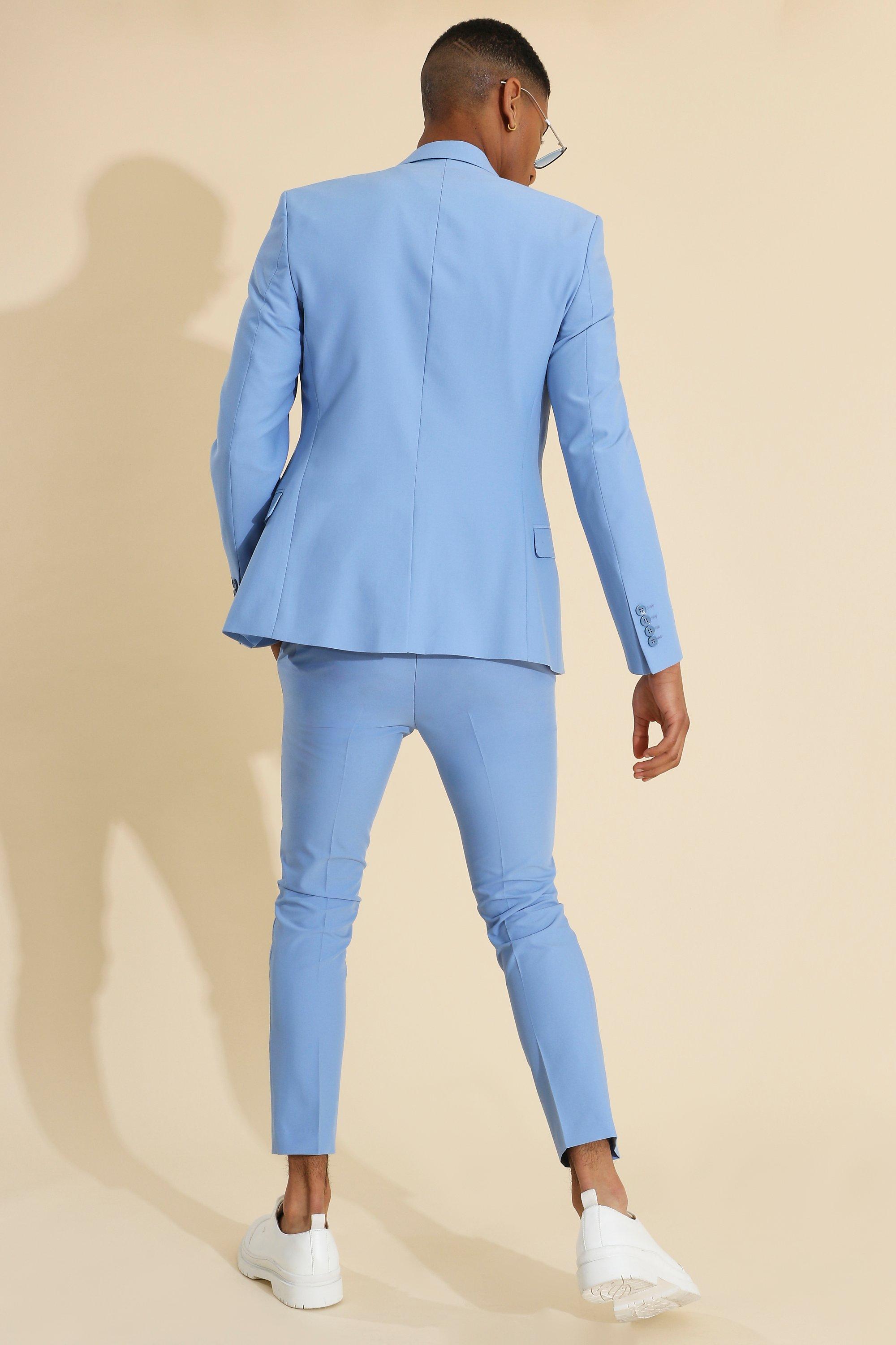 skinny blue suit trousers