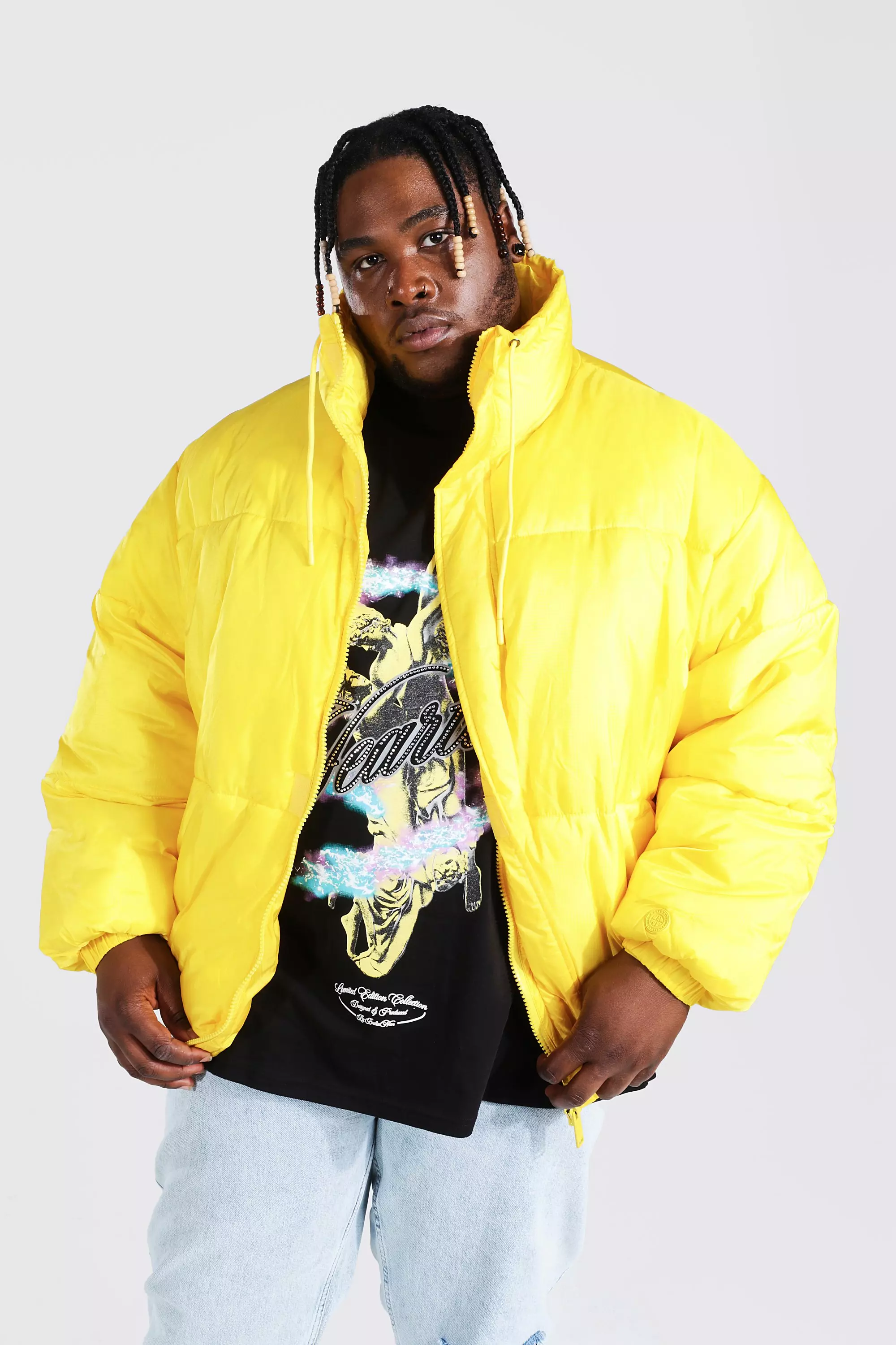 Boxy puffer jacket online with hood