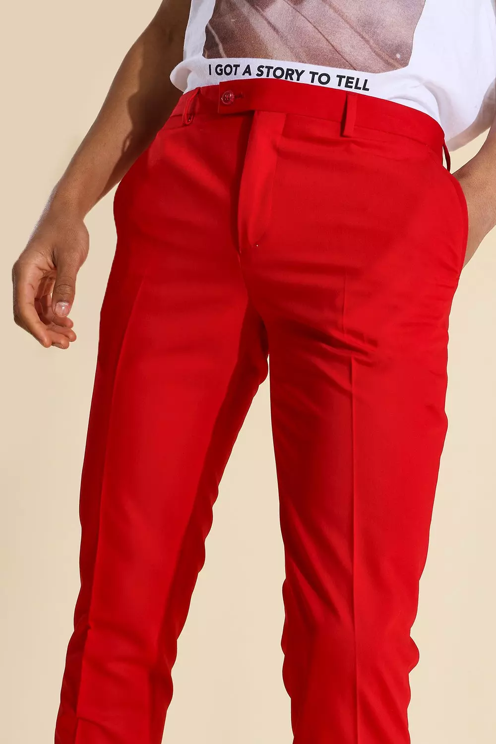 Red skinny clearance trousers