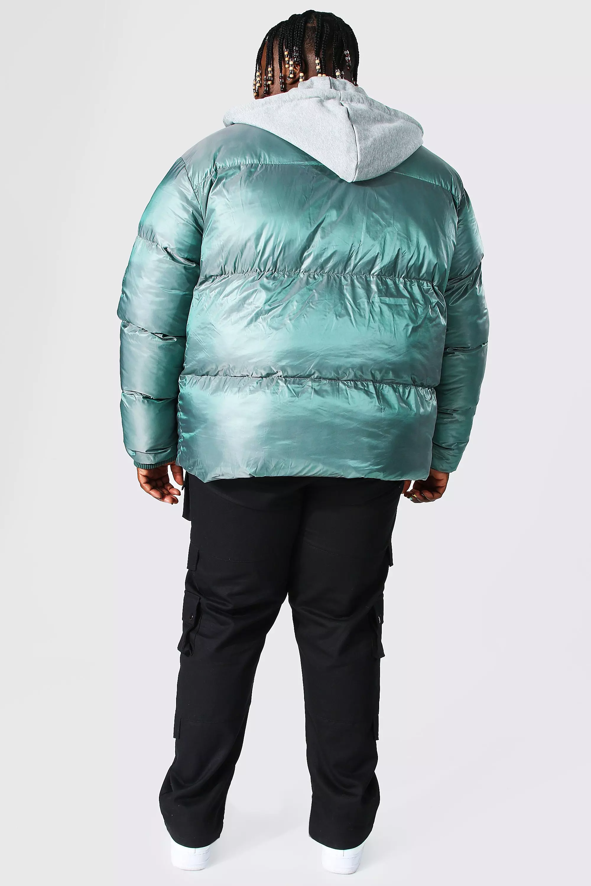 Jersey hooded puffer jacket clearance