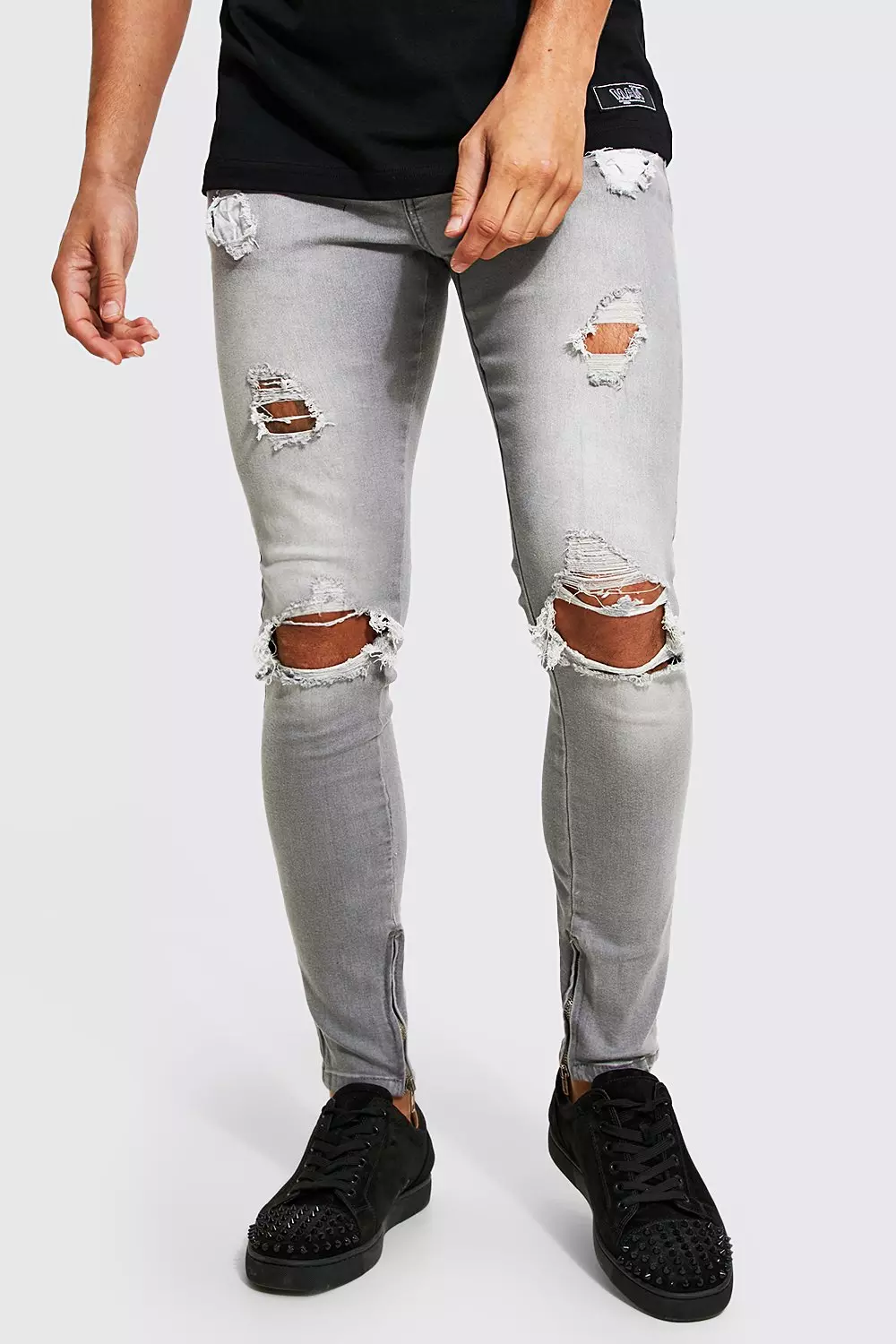 Skinny Stretch Exploded Knee Ripped Jean