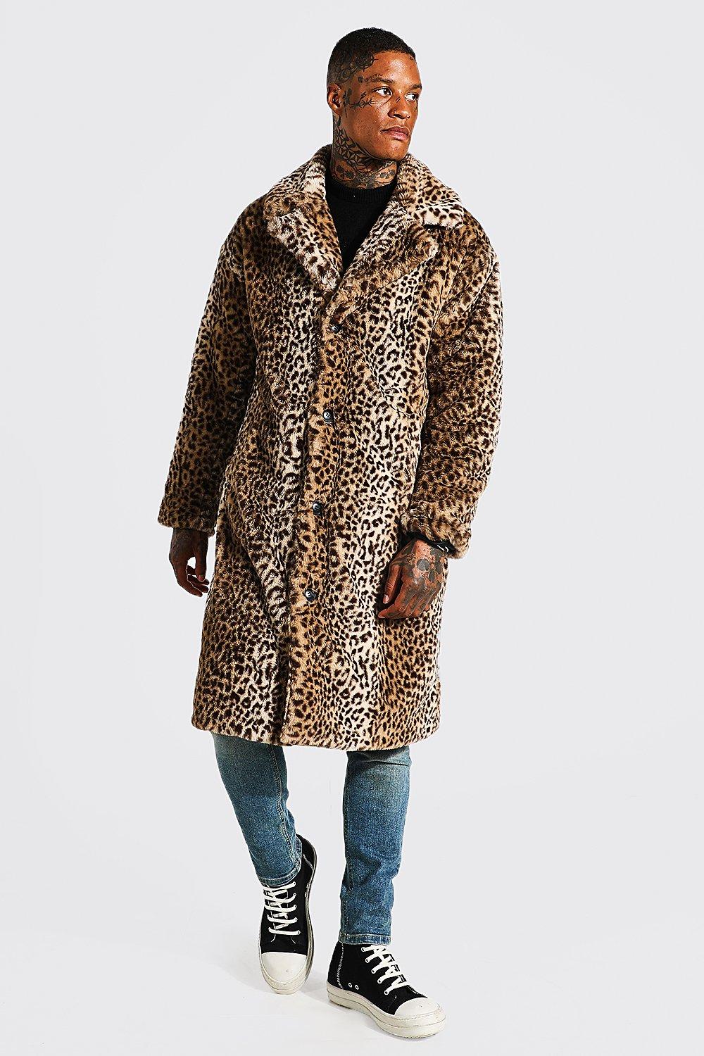 blue leopard print fur coat