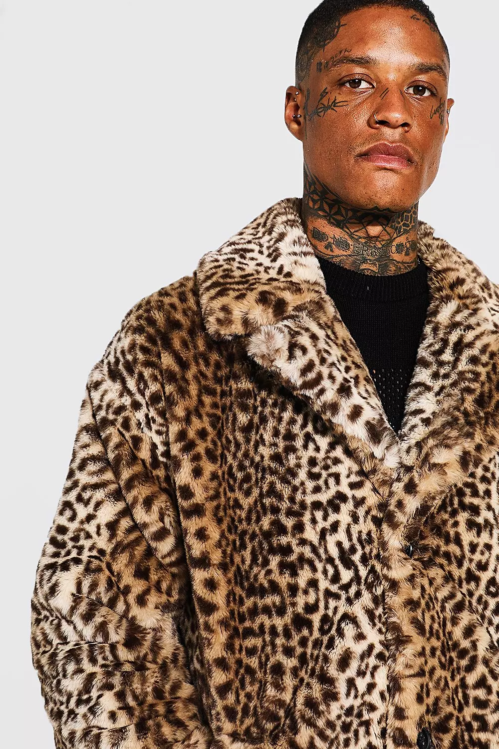 Kashani Men's Leopard Print Mink Fur Coat