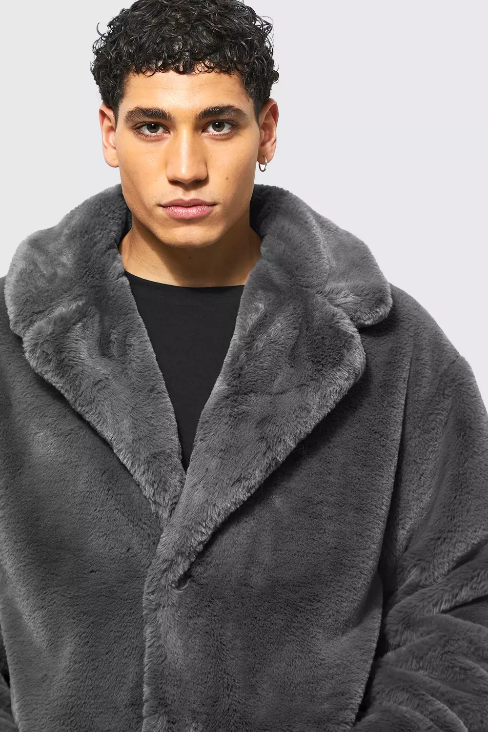 Charcoal faux fur on sale coat