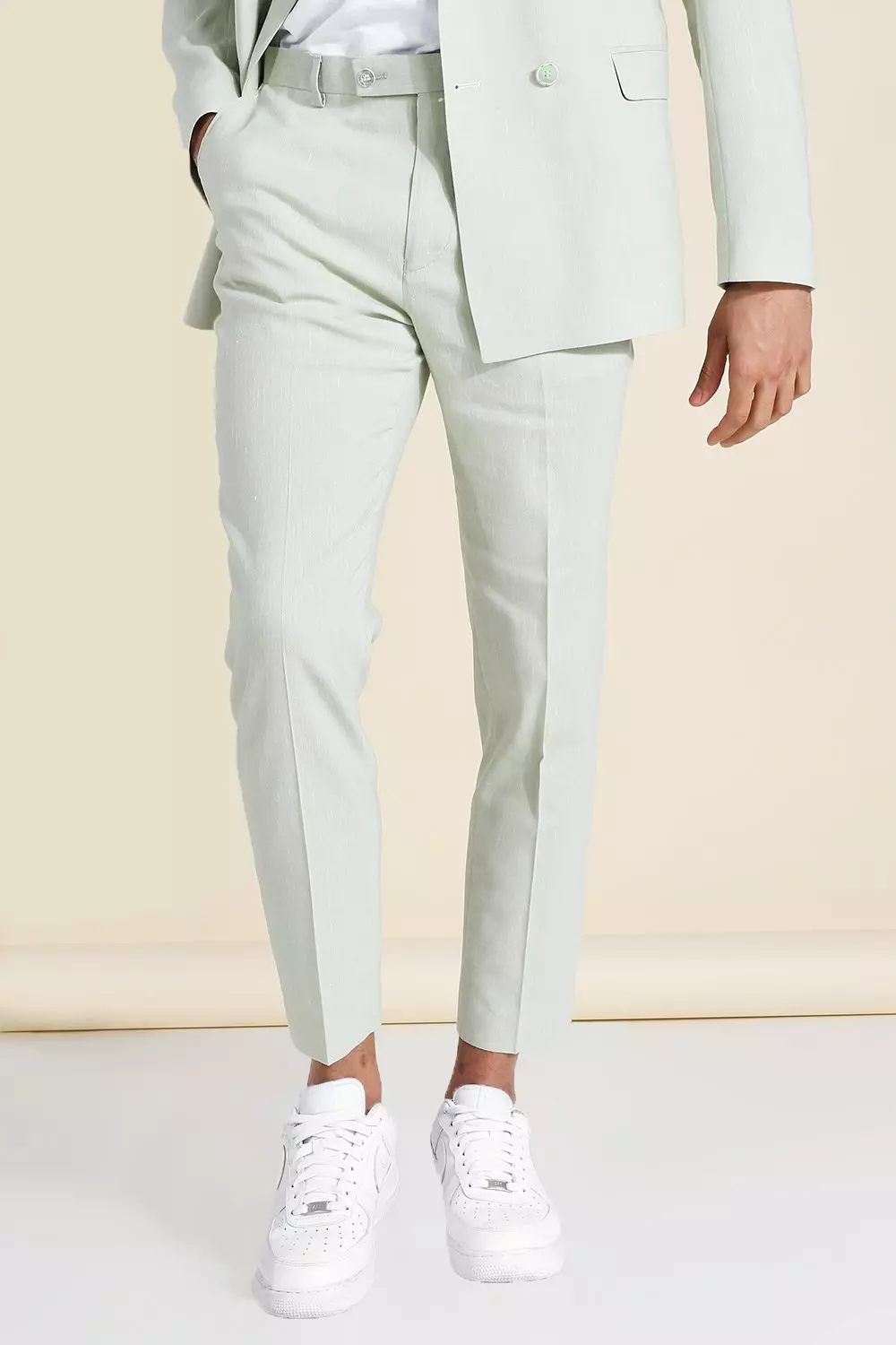 Linen Skinny Crop Suit Trousers