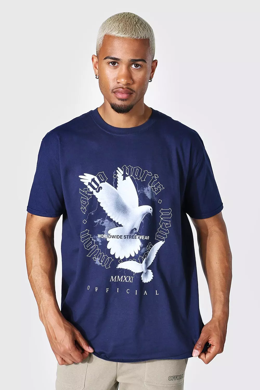 BoohooMAN Plus Oversized Vintage Palm Graphic T-shirt in Blue for Men