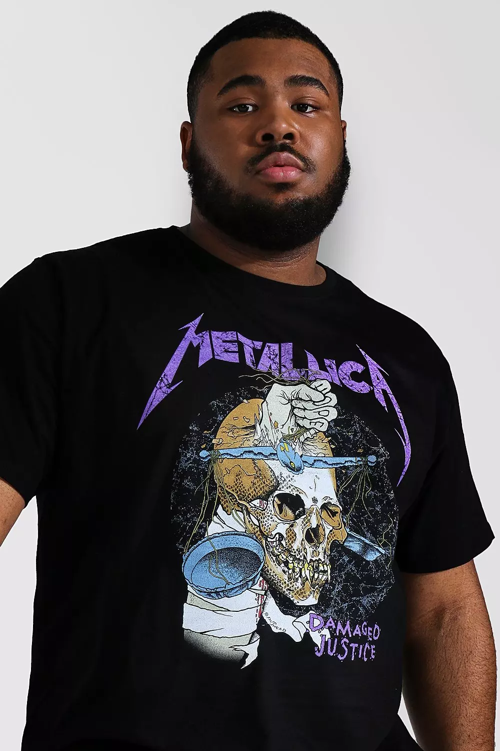 fluweel eer Van Plus Size Metallica Skull License T-shirt | boohooMAN