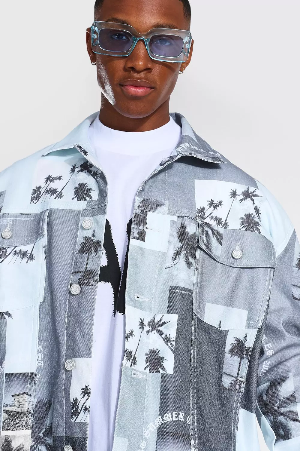 Mens graphic hot sale jean jacket