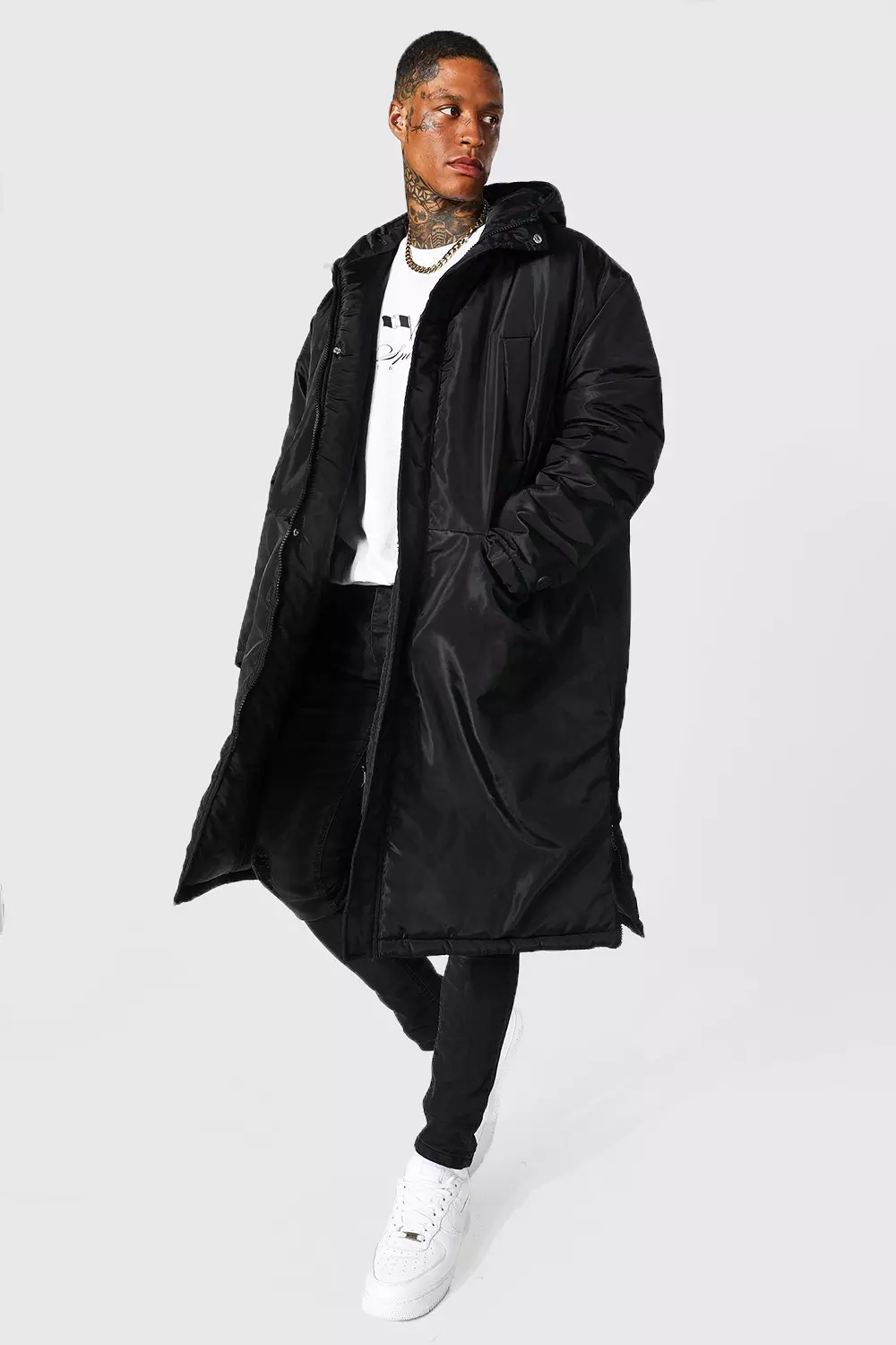 Mens longline parka discount coat