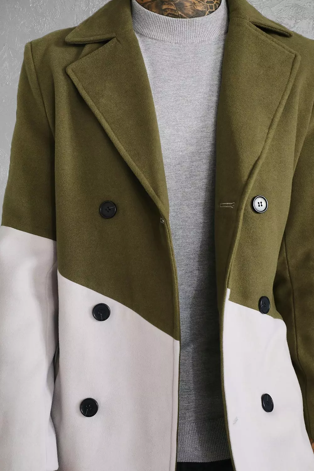 Colour Block Double Breasted Trench Overcoat | boohooMAN USA