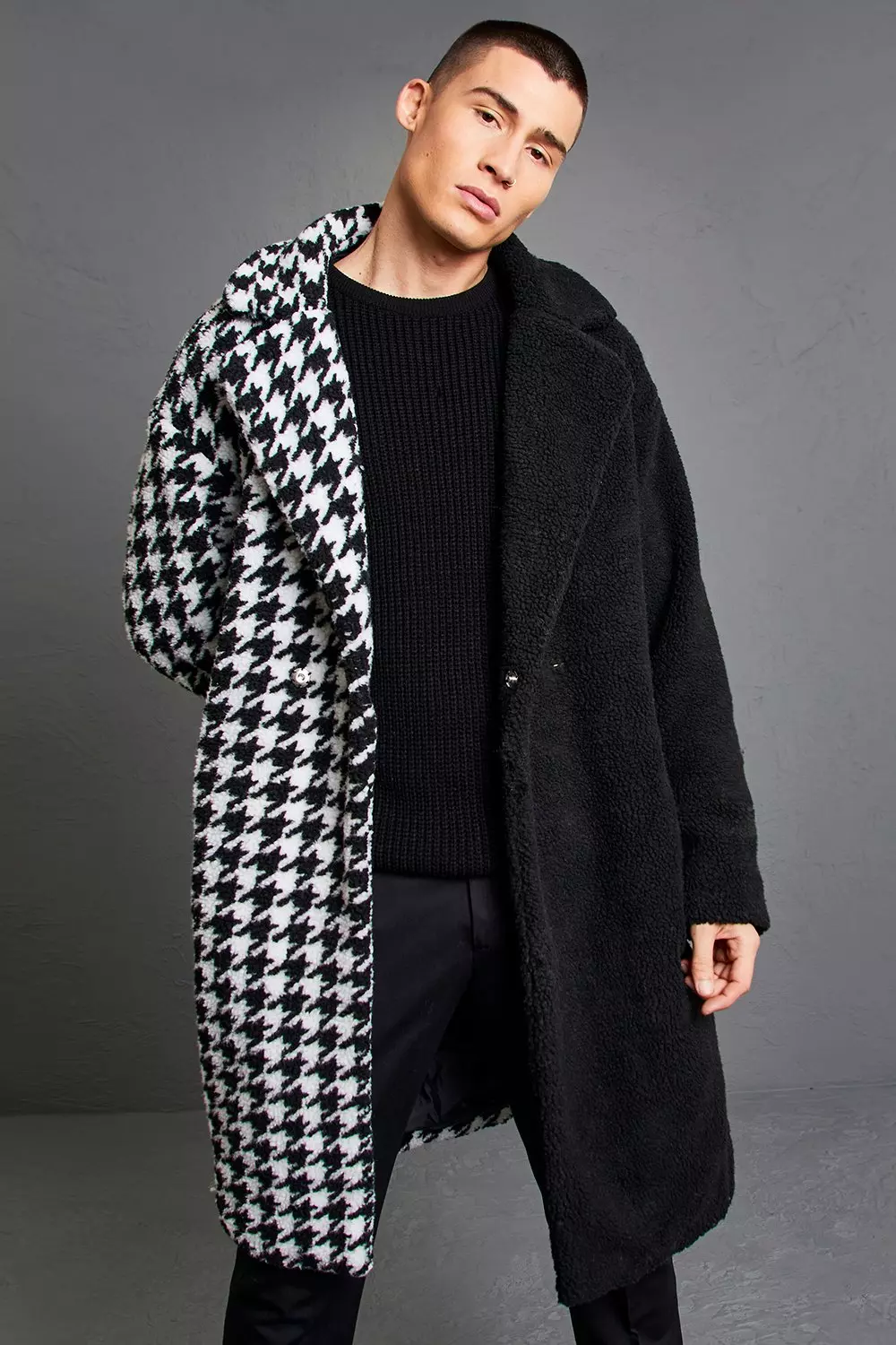 manteau noir et blanc pied de poule