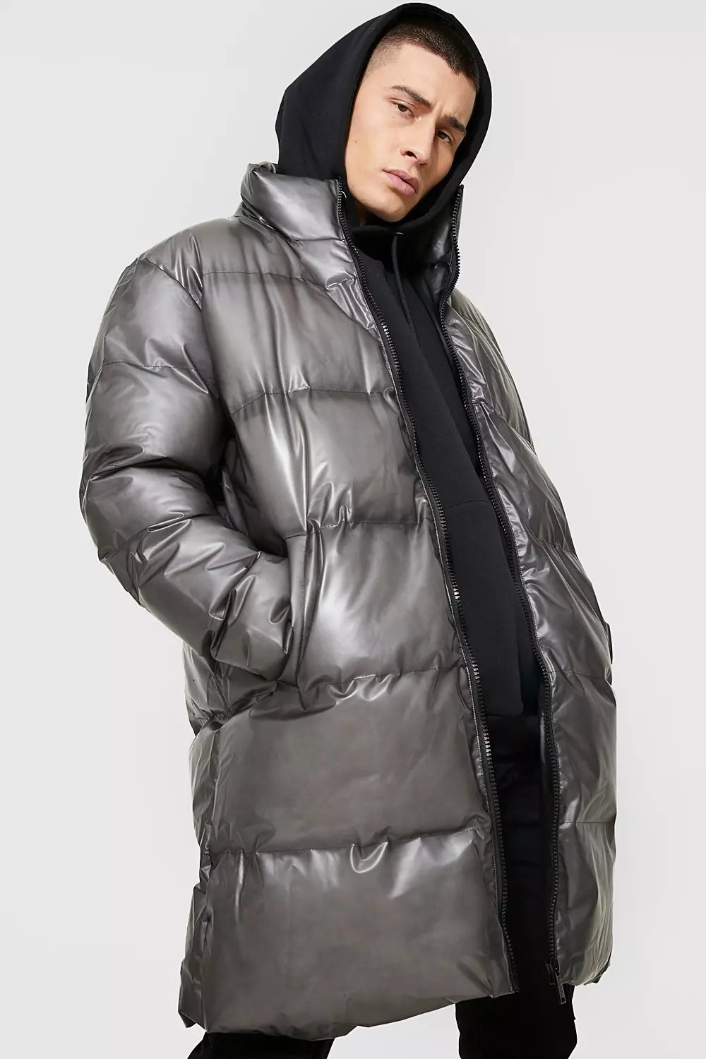 Longline puffer hot sale jacket mens