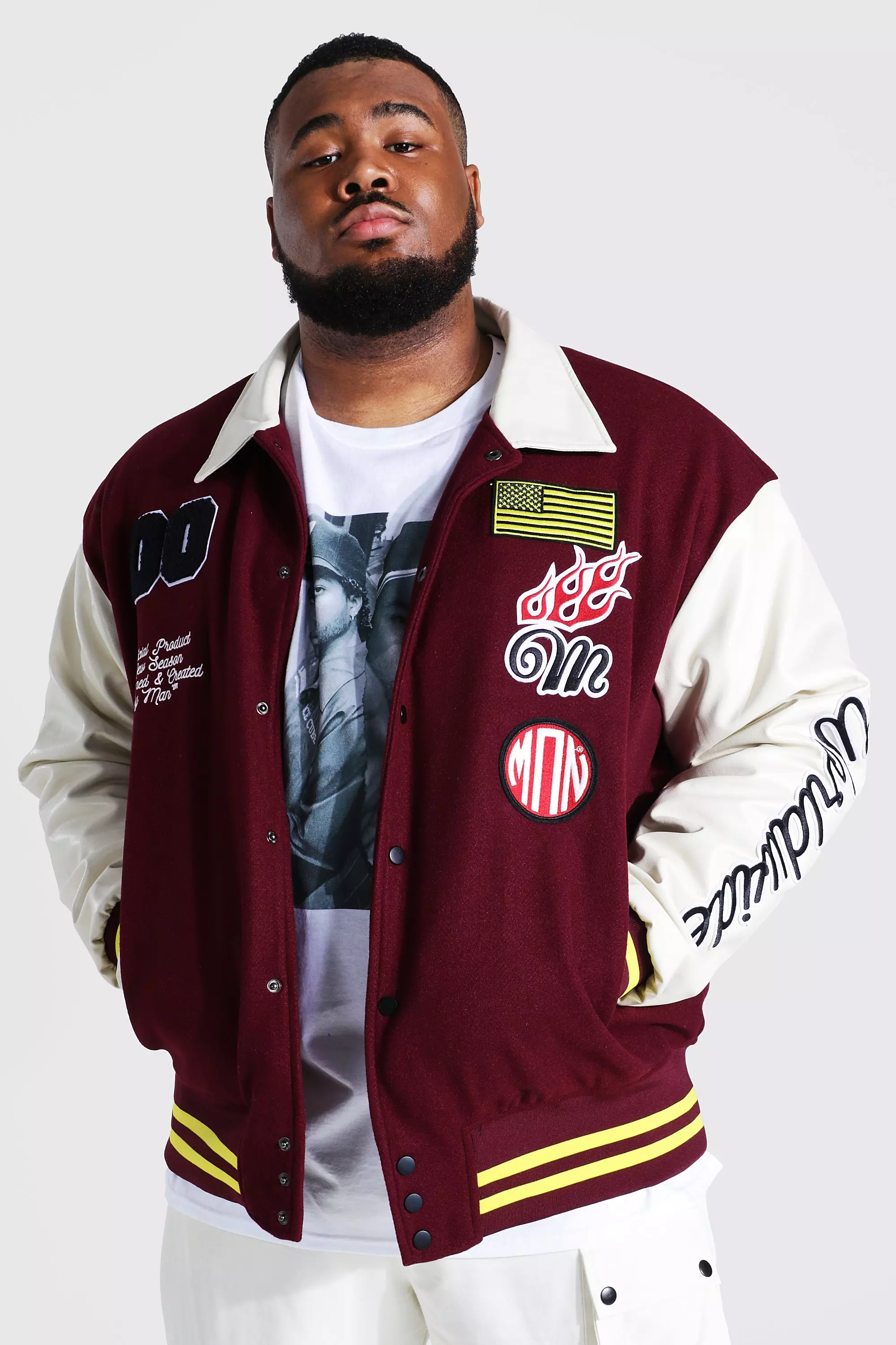 Plus Man Badge Varsity Jacket