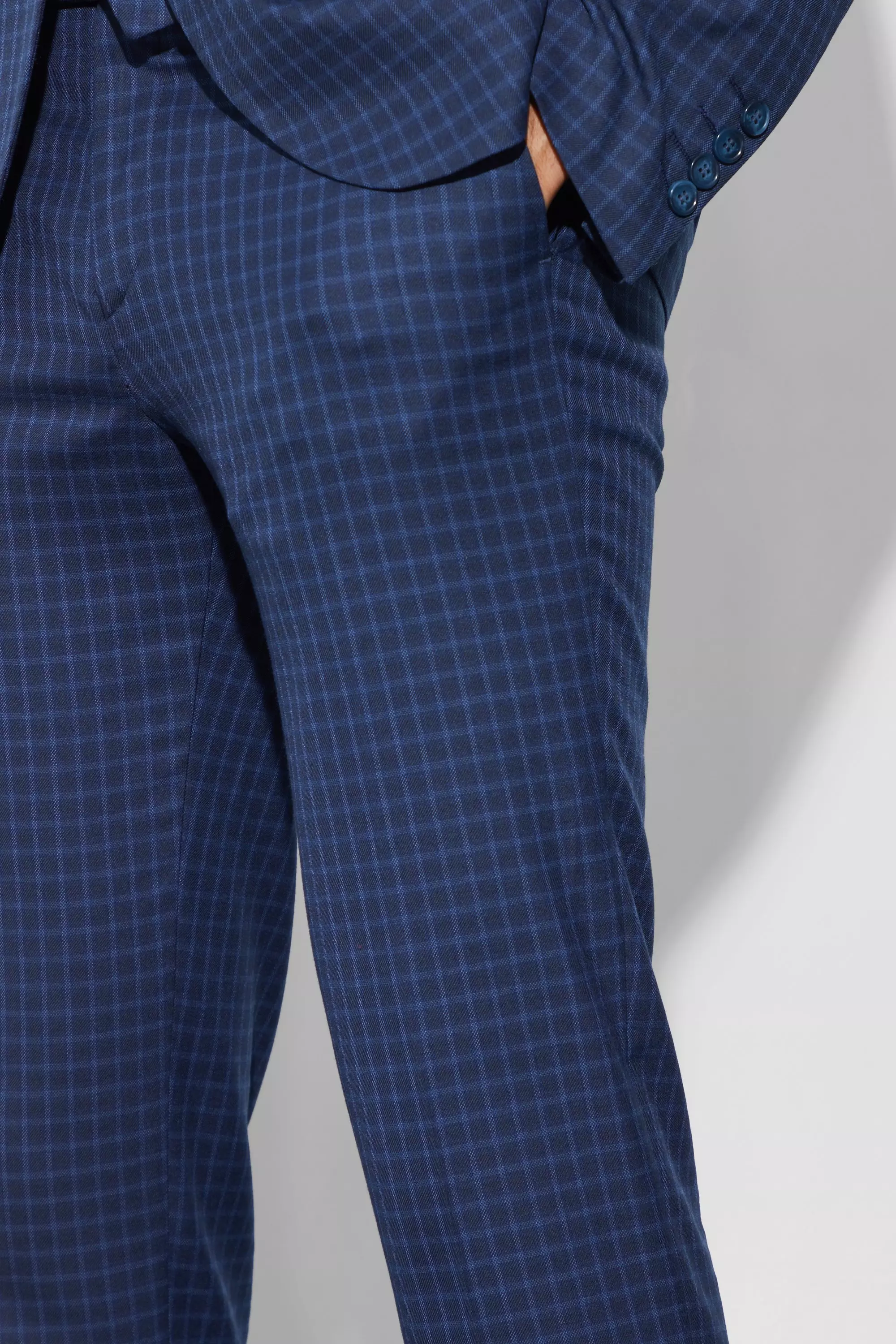 Blue check pant store formal