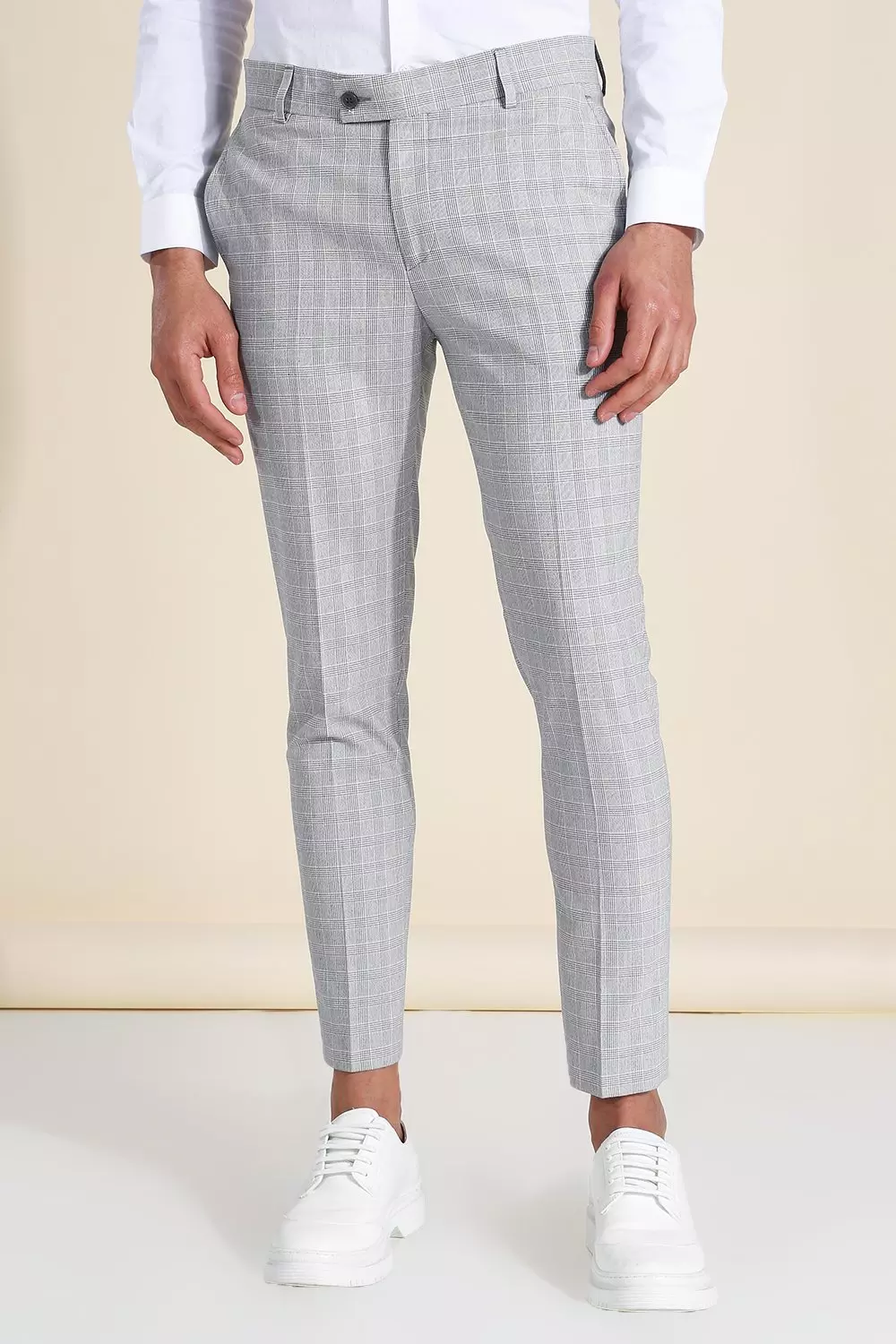 Grey checkered suit on sale trousers