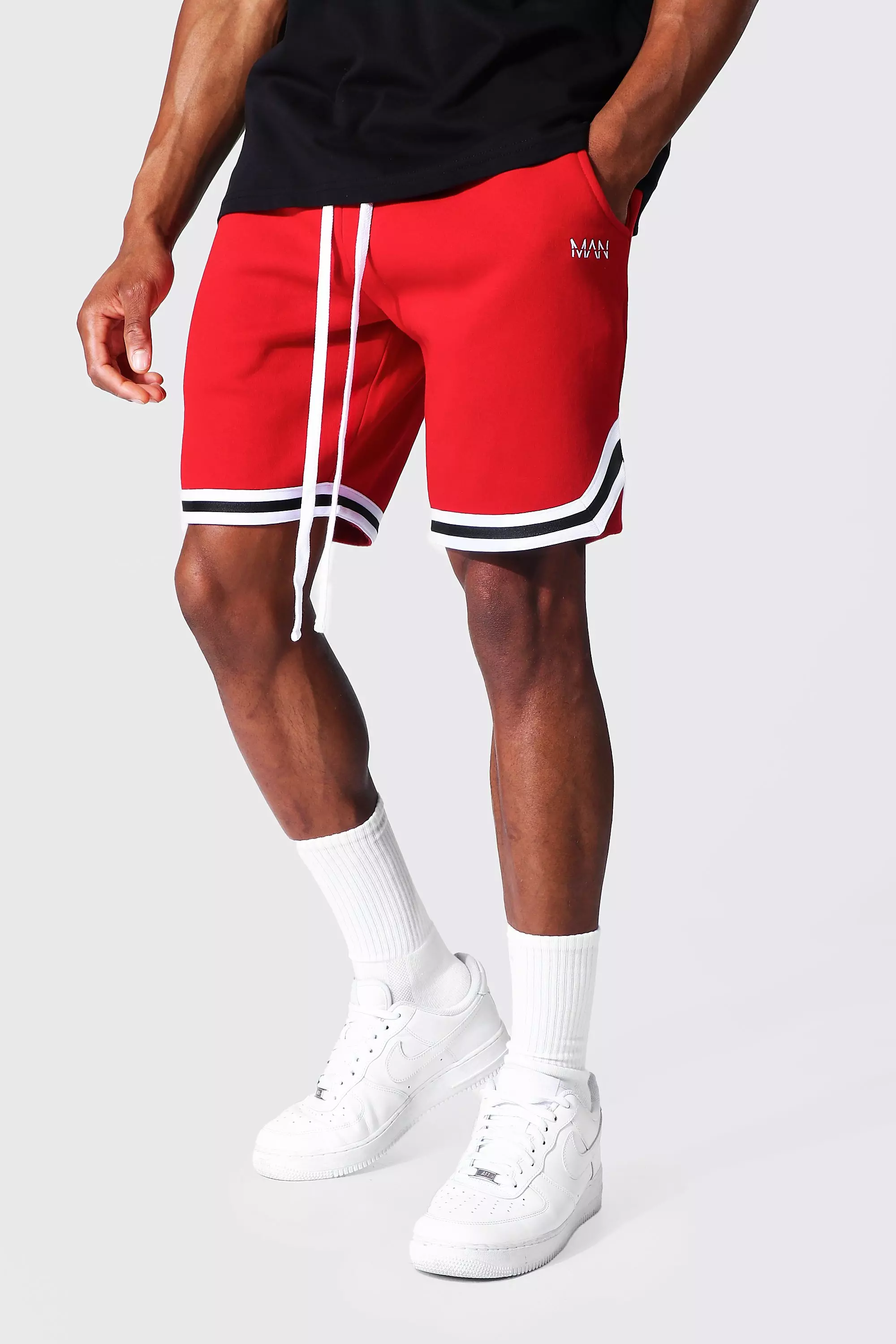 Red hot sale jersey shorts