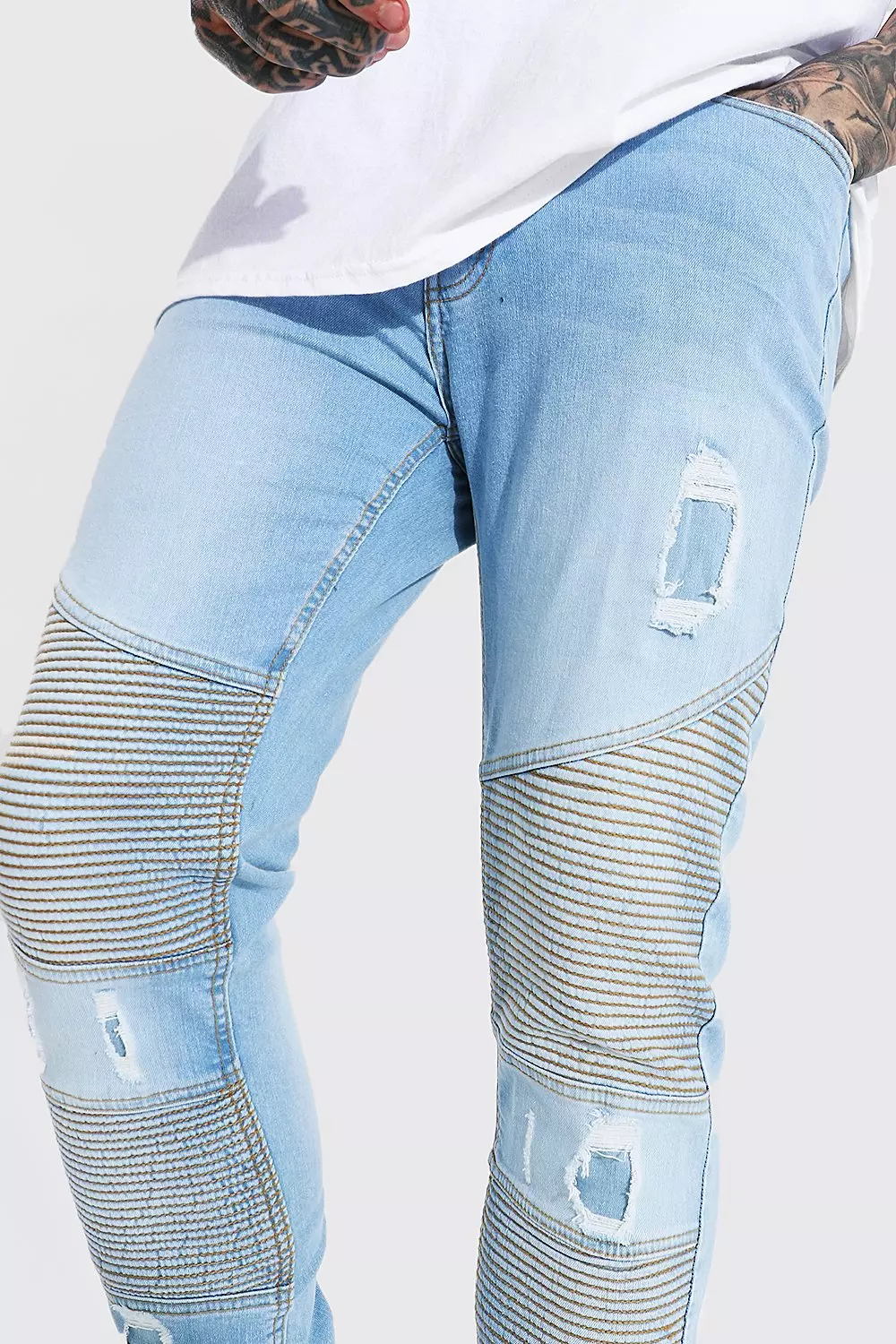 themanhattenproject: destroyed biker denim looks sick.