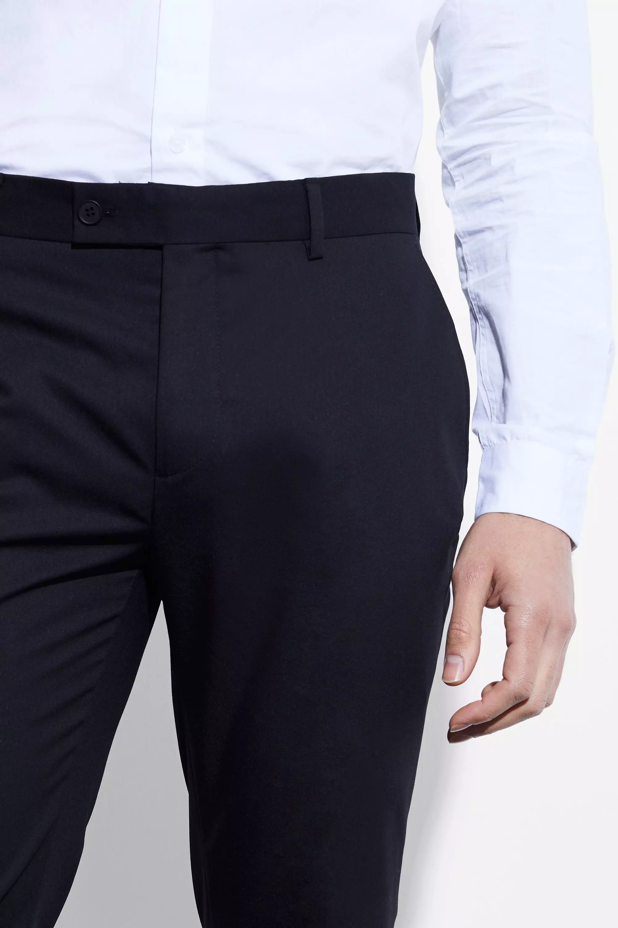 Black Suit Trousers for Men Stretch Slim Fit Cropped Pants Gray